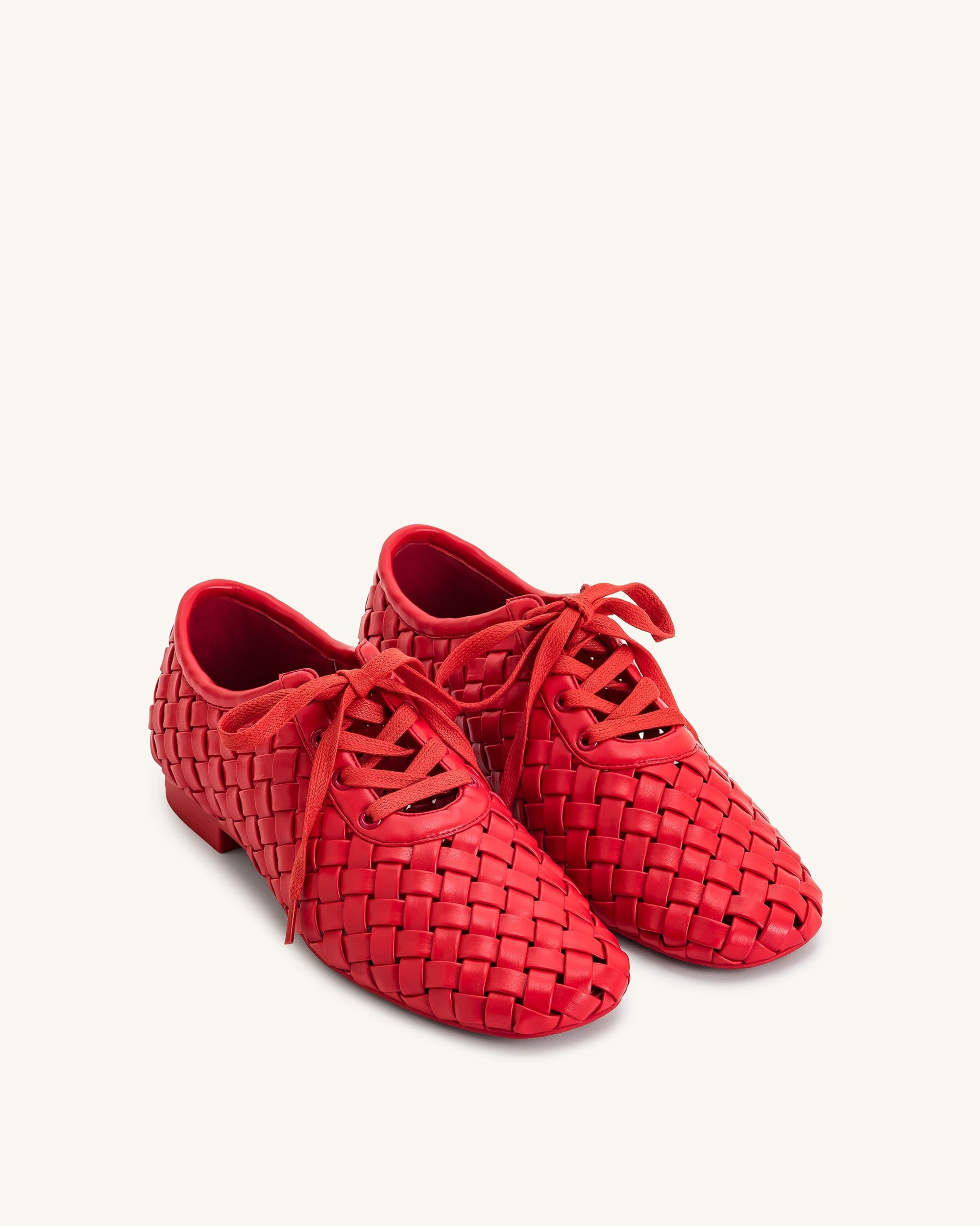 Jw Pei Kayla Weave Strap Flat Shoes Red