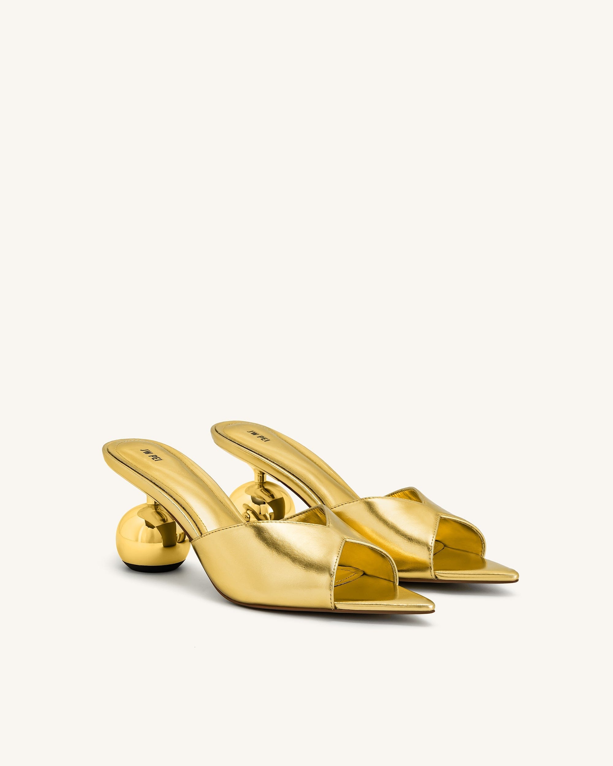 Jw Pei Ellie Sphere Heel Mules Gold