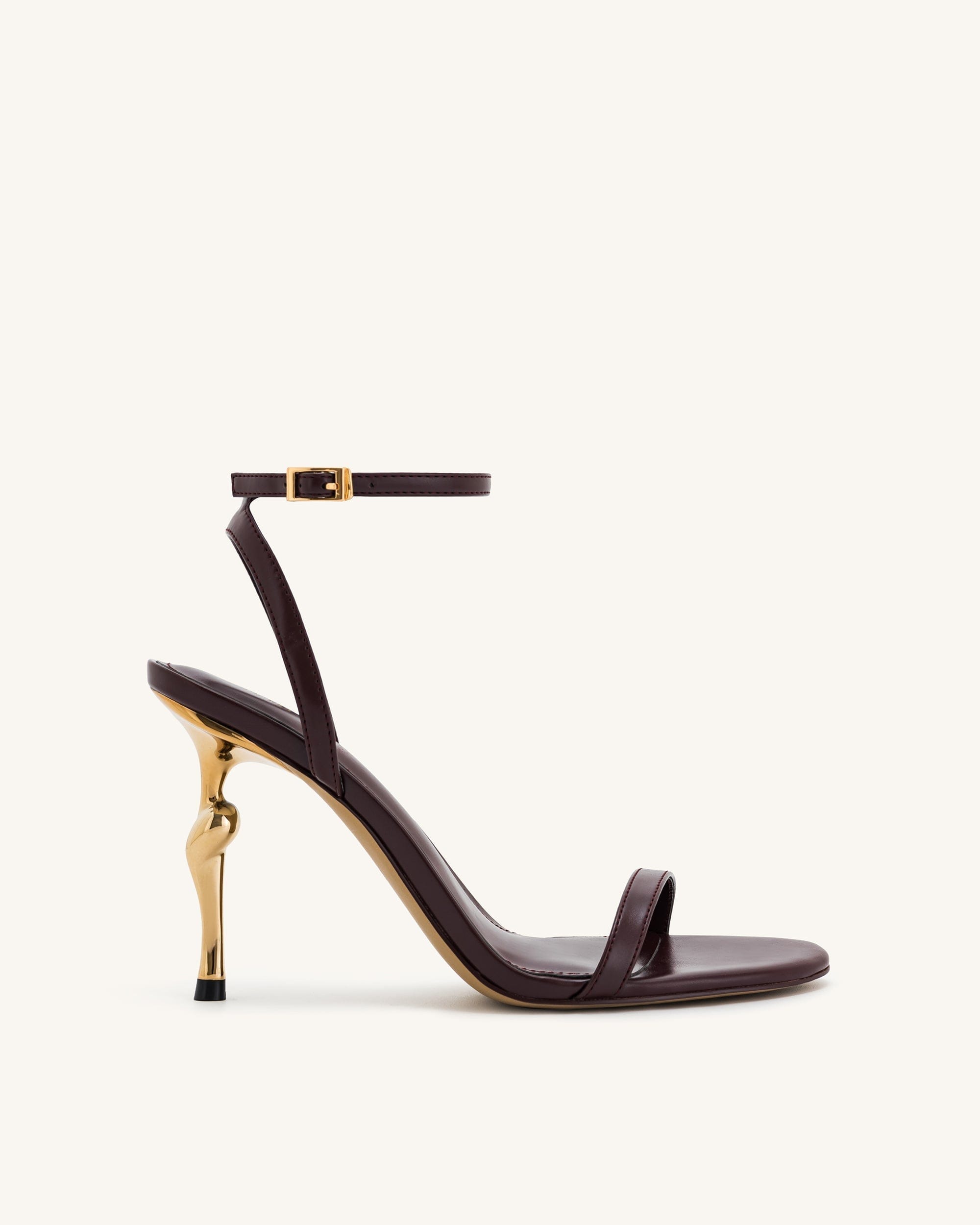 Jw Pei Alivia Gold Metal Heel Sandals Claret Red