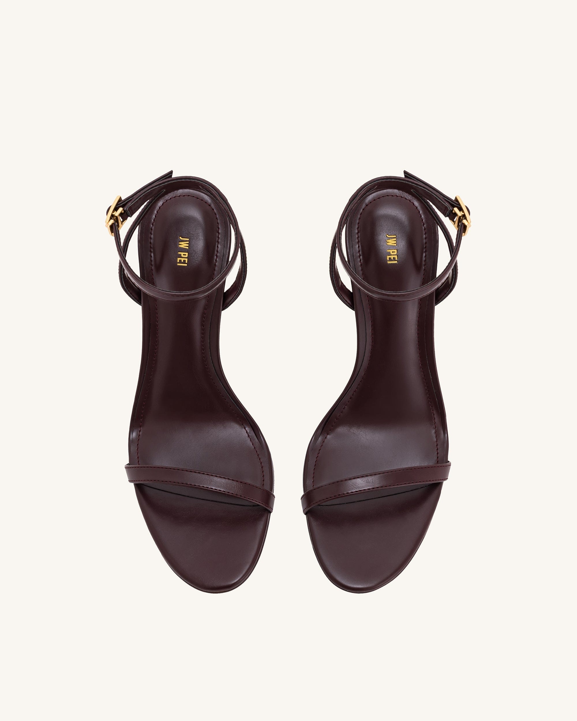 Jw Pei Alivia Gold Metal Heel Sandals Claret Red