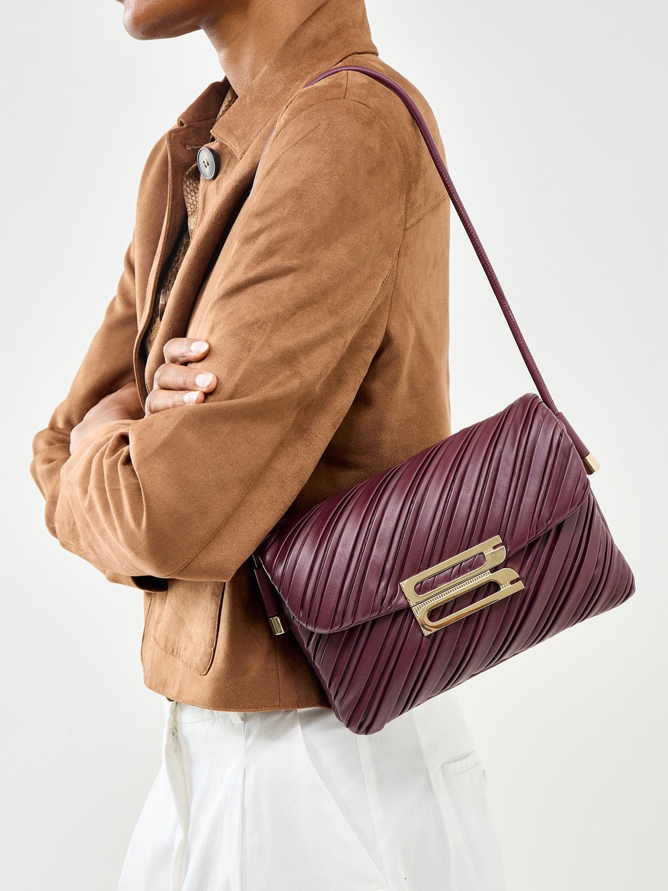 Victoria Beckham Soft Dorian Shoulder Bag Burgundy