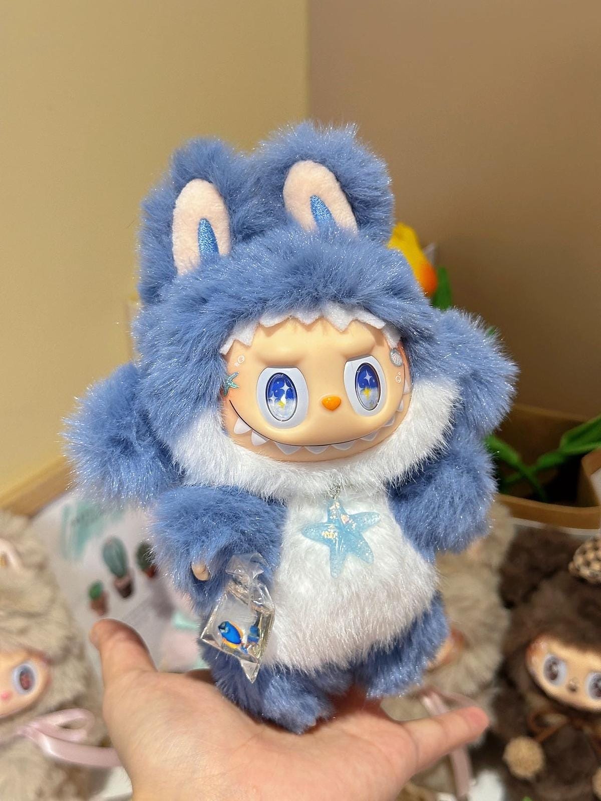 Handmade Shark Labubu Inspired Plush Doll – Cute Ocean - Themed Collectible Art Toy, Custom Fan Art Gift