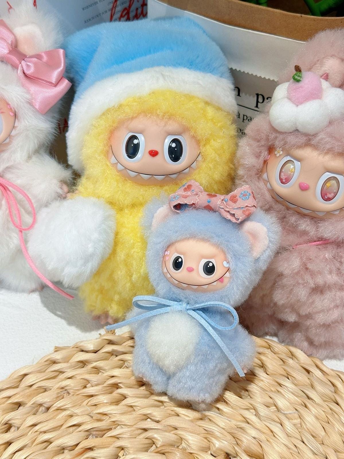 Handmade Mini Bear Baby Labubu Plush – Kawaii Blue Custom Doll, Cute Collectible Gift