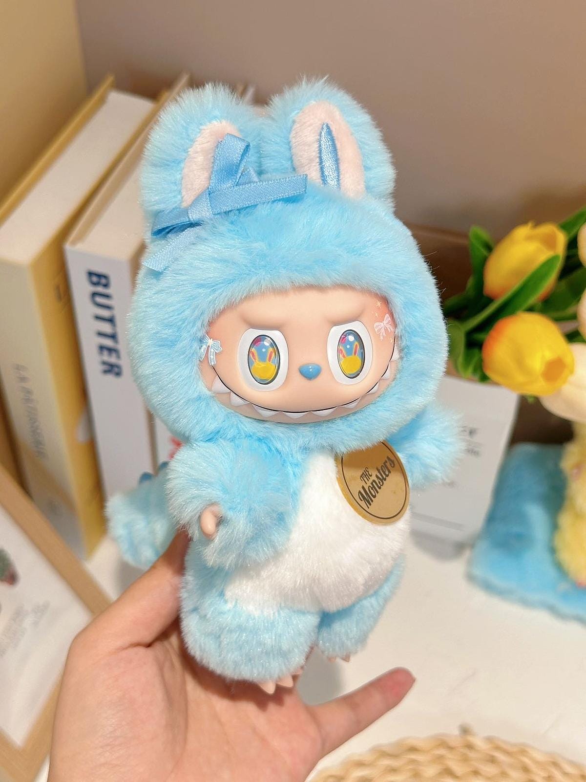 HANDMADE Blue & White Labubu – Handmade Labubu Inspired Plush Doll