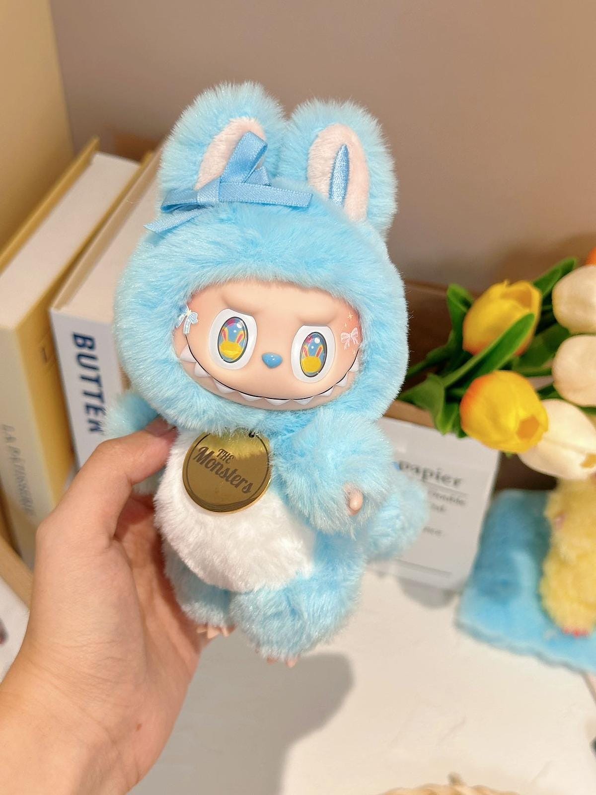 HANDMADE Blue & White Labubu – Handmade Labubu Inspired Plush Doll
