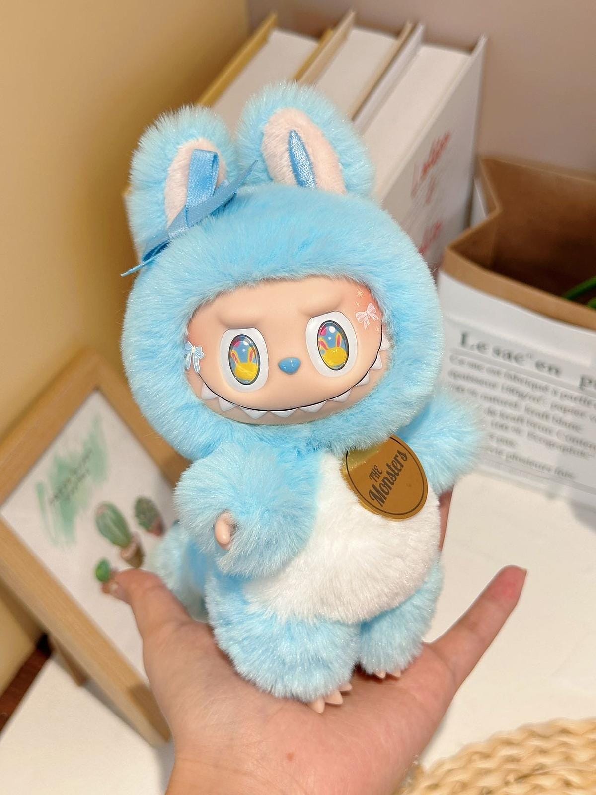 HANDMADE Blue & White Labubu – Handmade Labubu Inspired Plush Doll