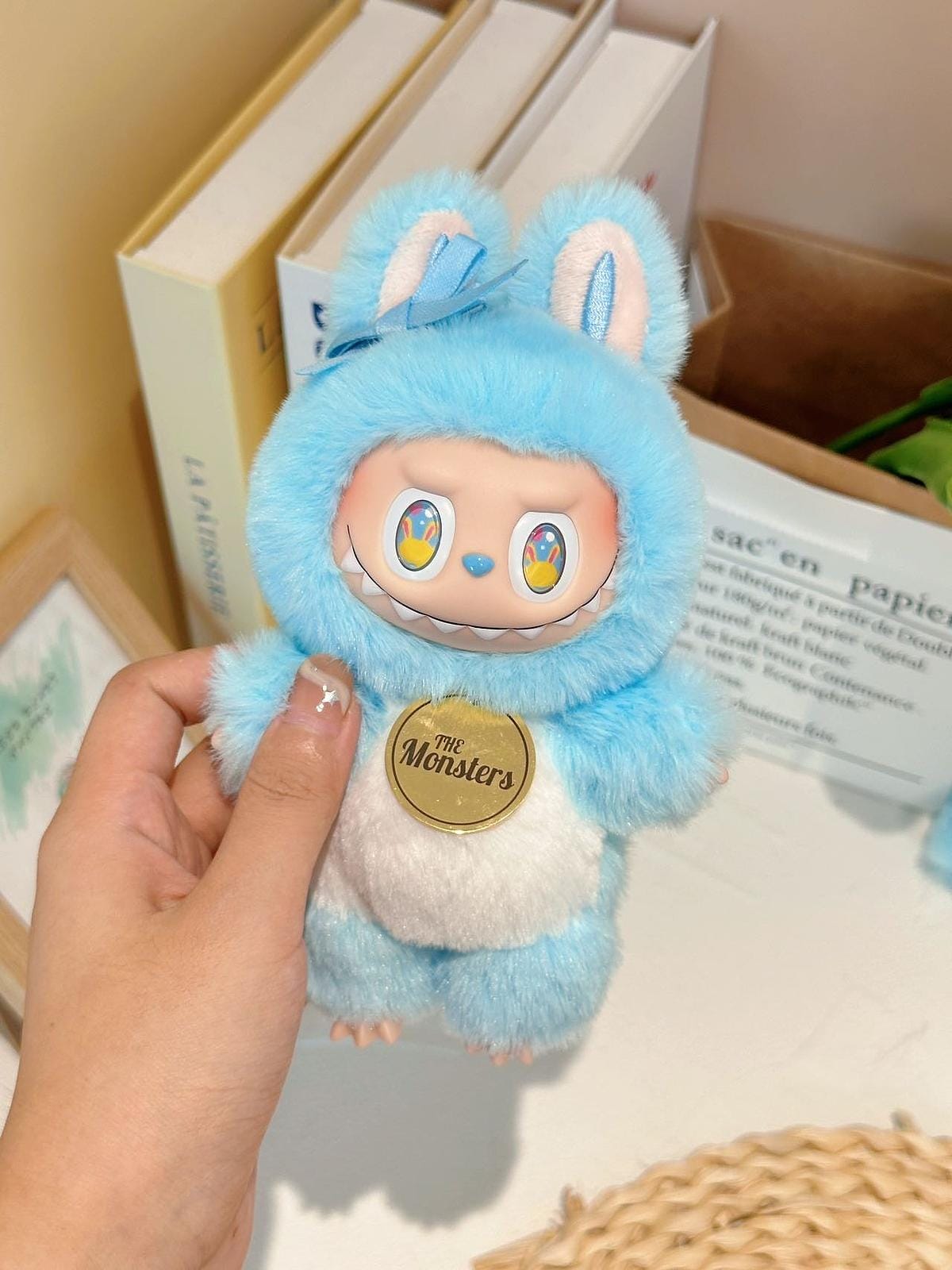 HANDMADE Blue & White Labubu – Handmade Labubu Inspired Plush Doll