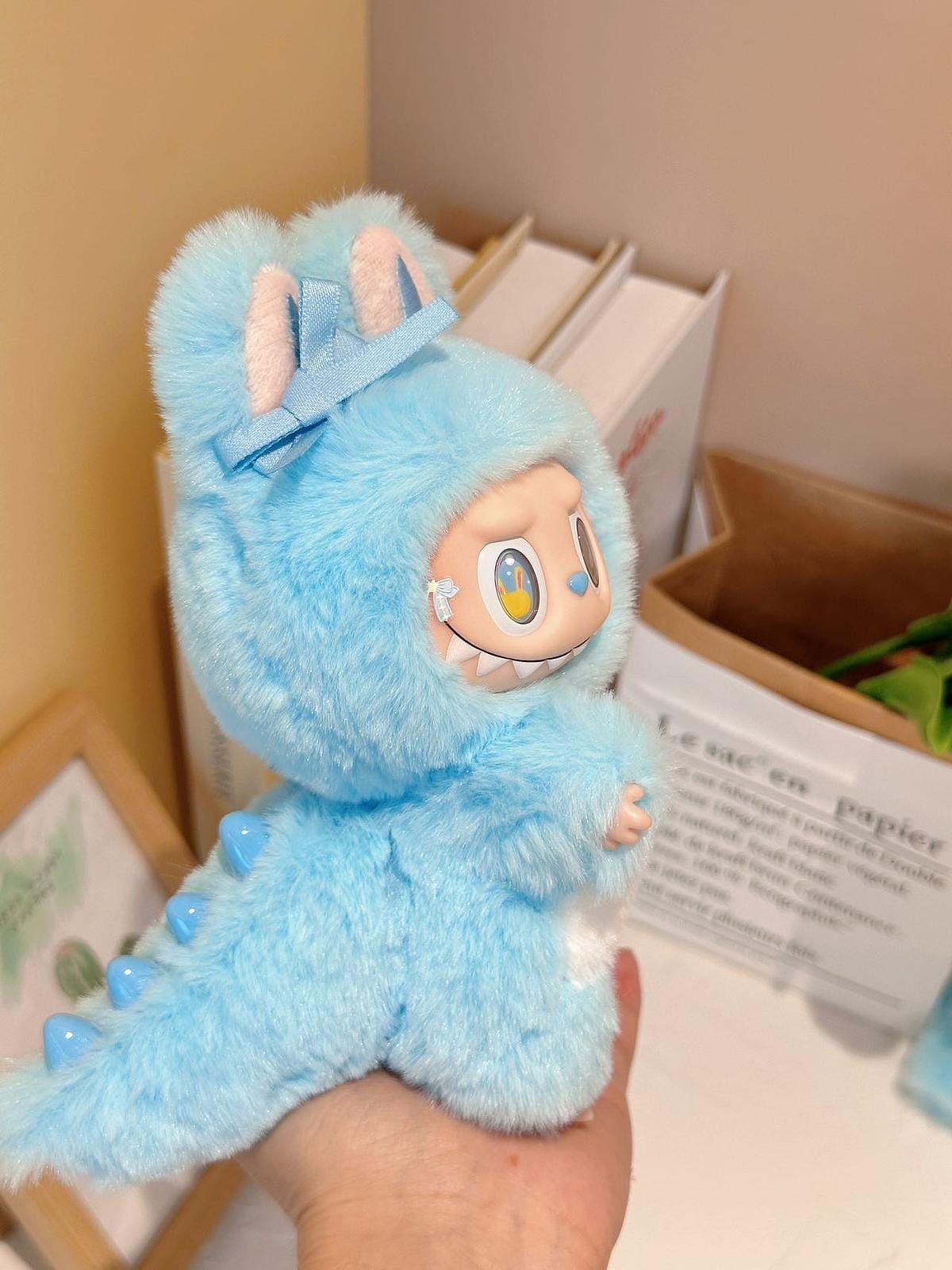 HANDMADE Blue & White Labubu – Handmade Labubu Inspired Plush Doll