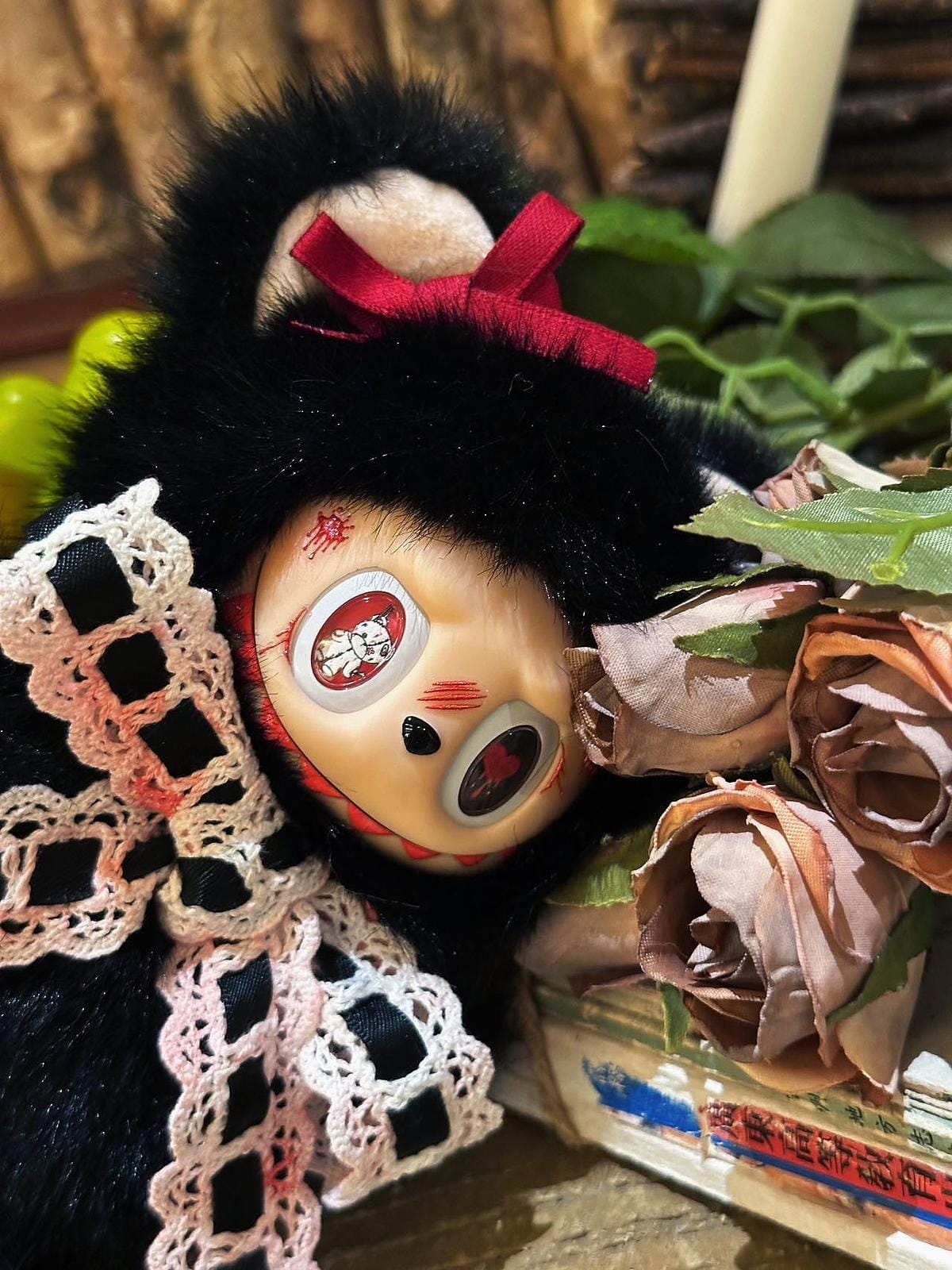 HANDMADE Gothic Bear Bow – Handmade Labubu Inspired Plush Doll