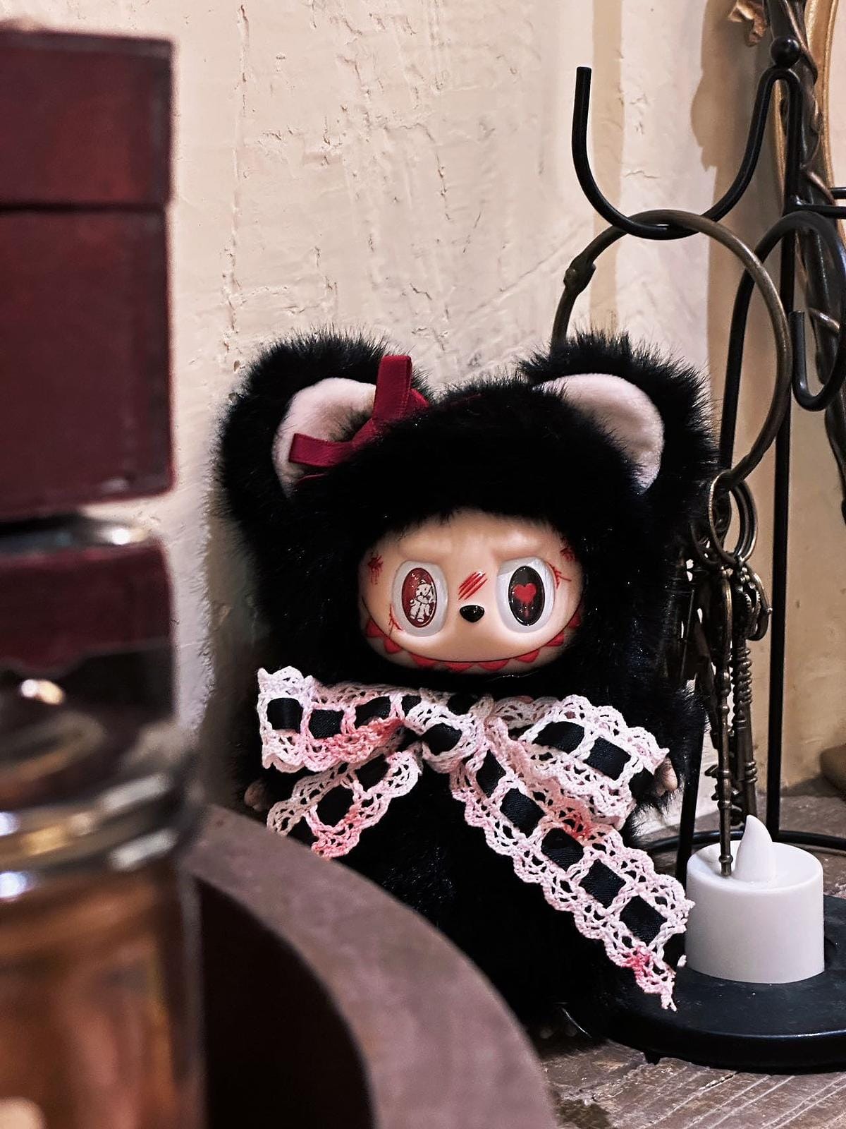 HANDMADE Gothic Bear Bow – Handmade Labubu Inspired Plush Doll