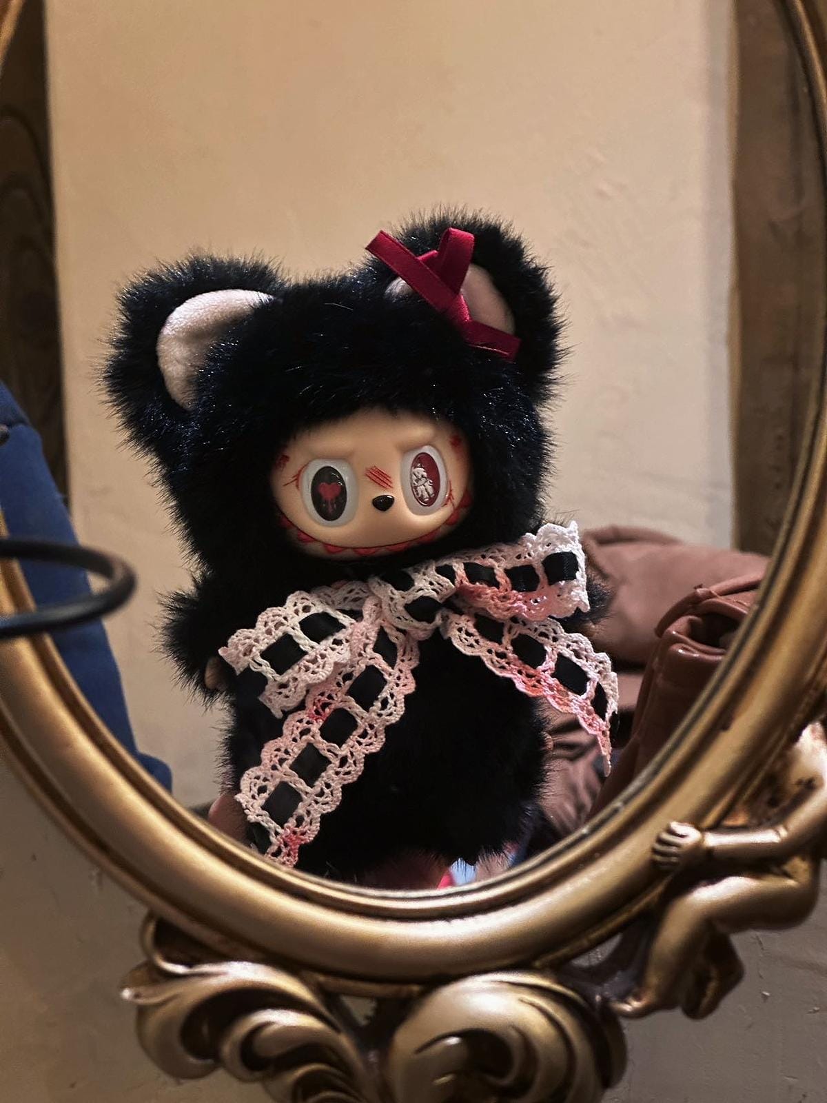 HANDMADE Gothic Bear Bow – Handmade Labubu Inspired Plush Doll