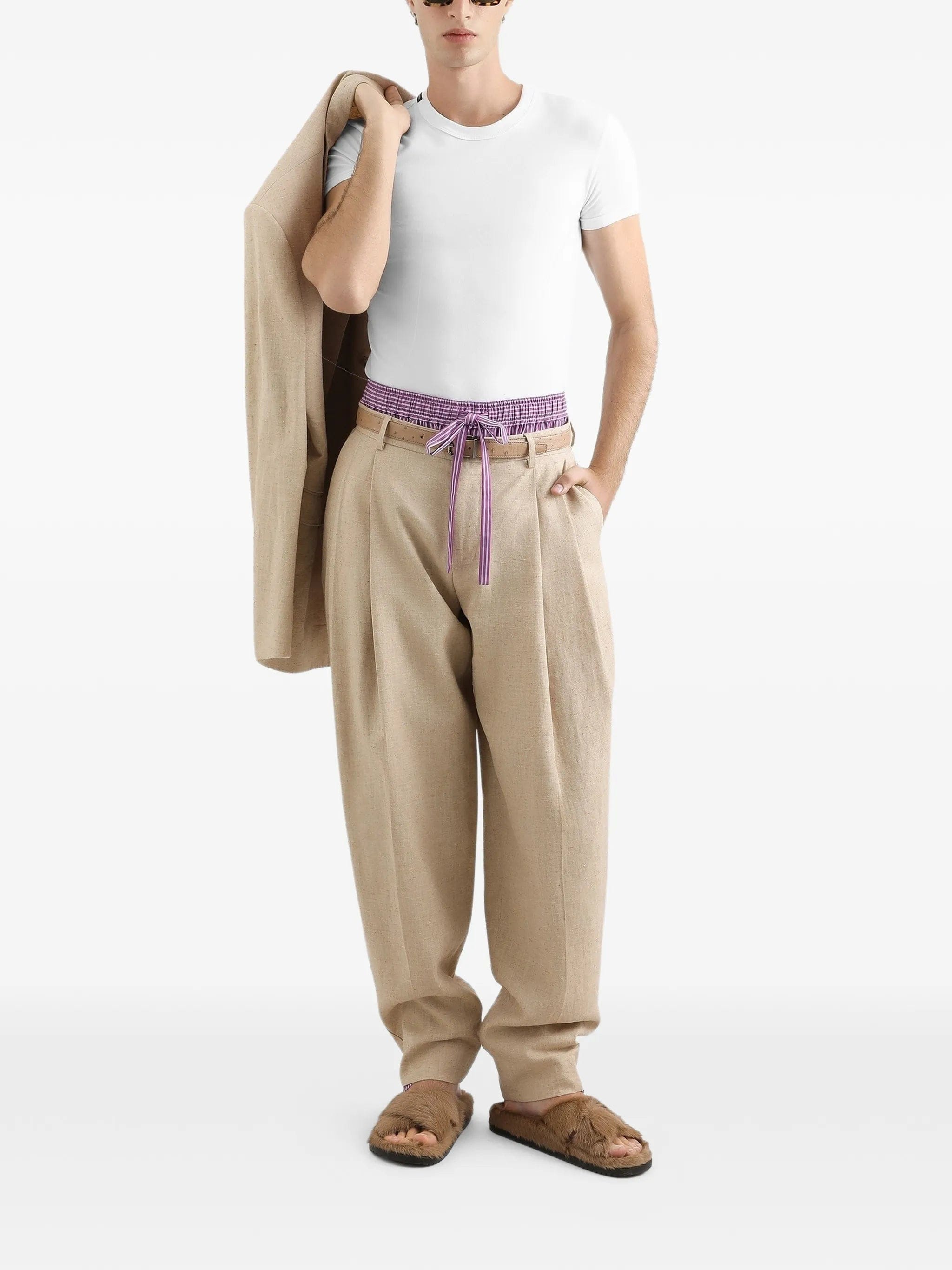 Dolce & Gabbana hemp and silk trousers with tweed effect