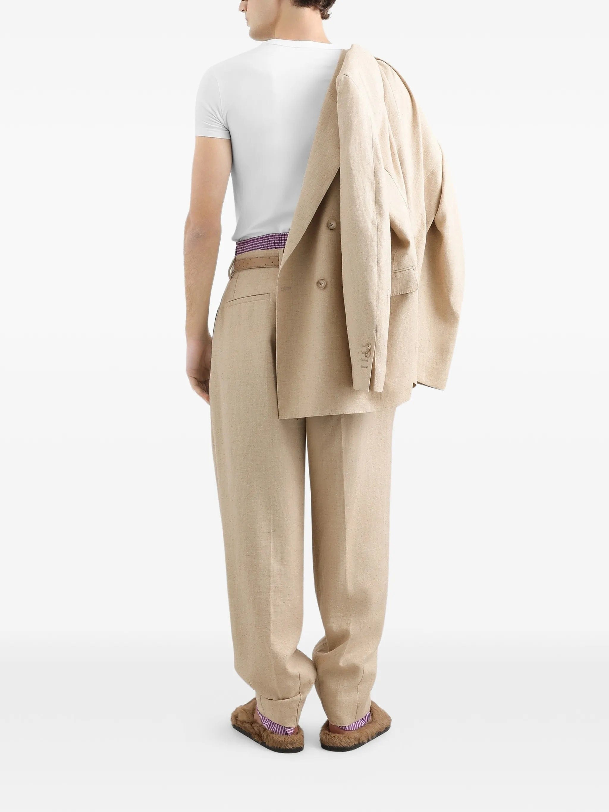Dolce & Gabbana hemp and silk trousers with tweed effect