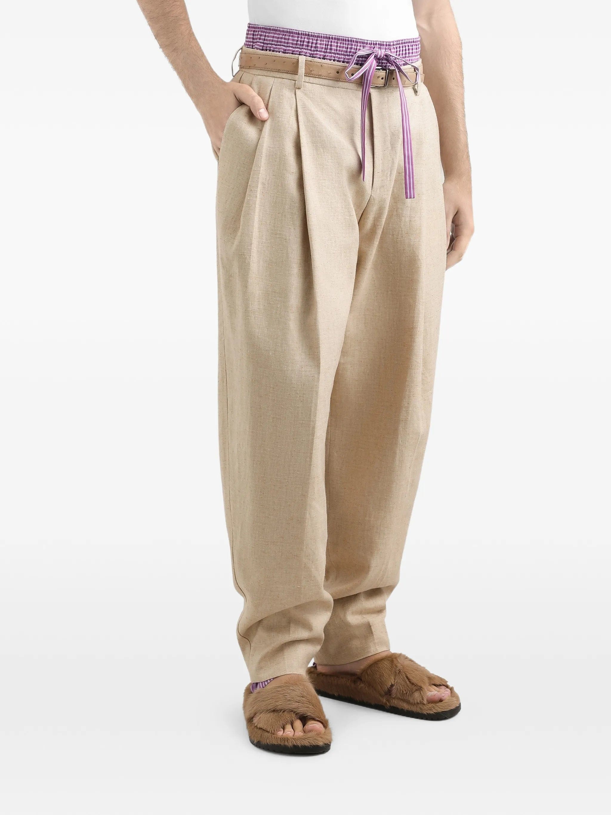 Dolce & Gabbana hemp and silk trousers with tweed effect