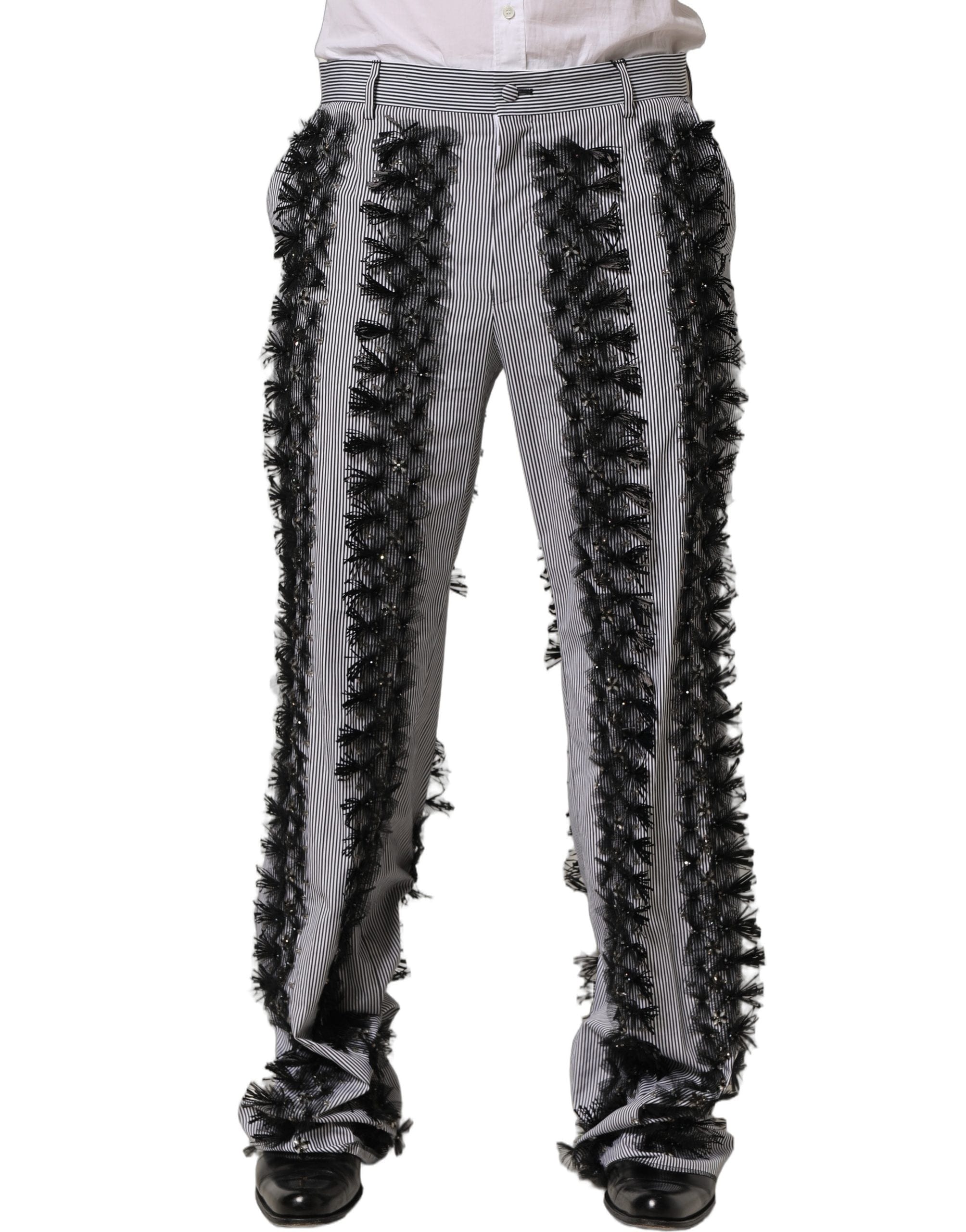 Dolce & Gabbana Pinstripe Embellished Trouser Men's Pants