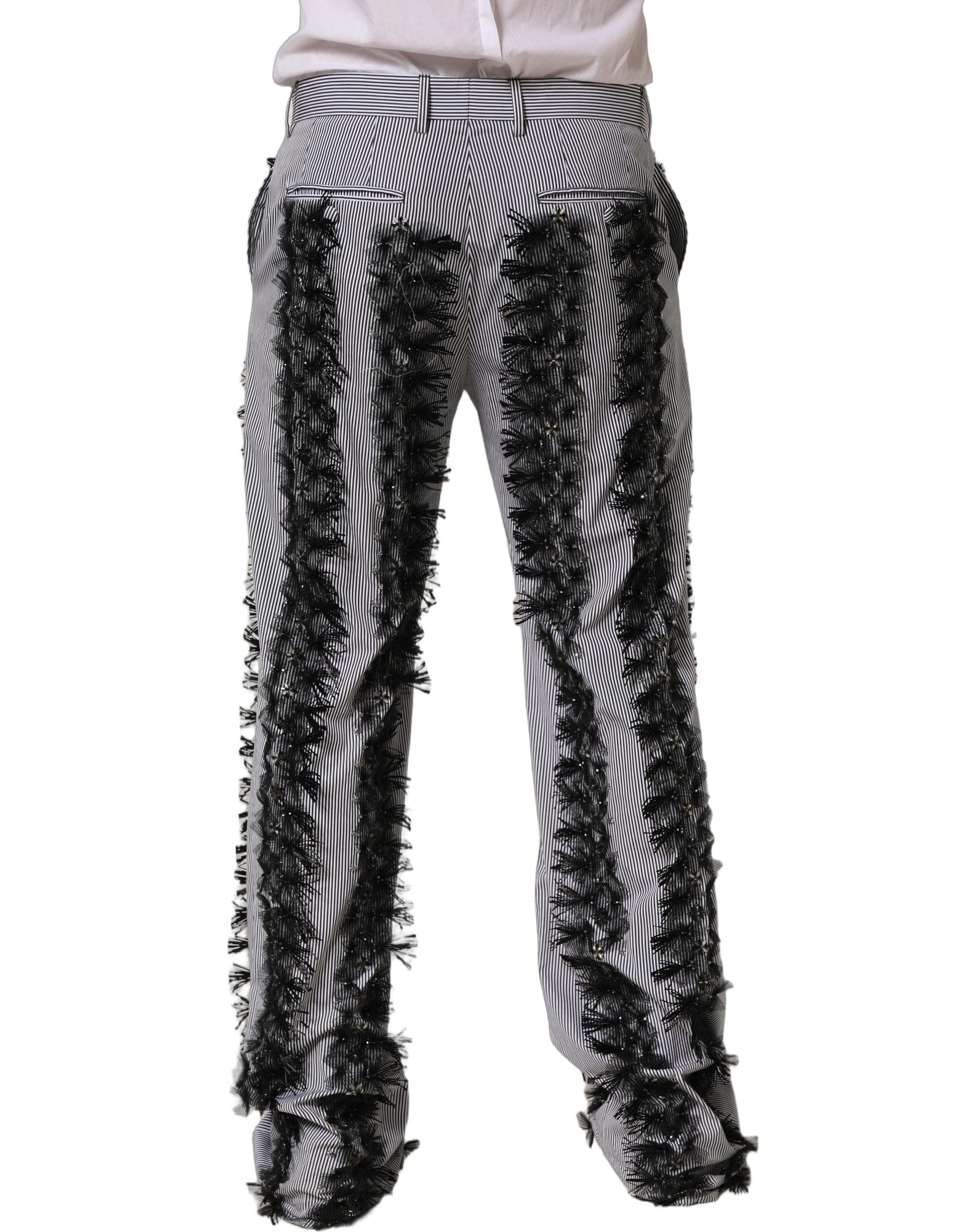 Dolce & Gabbana Pinstripe Embellished Trouser Men's Pants