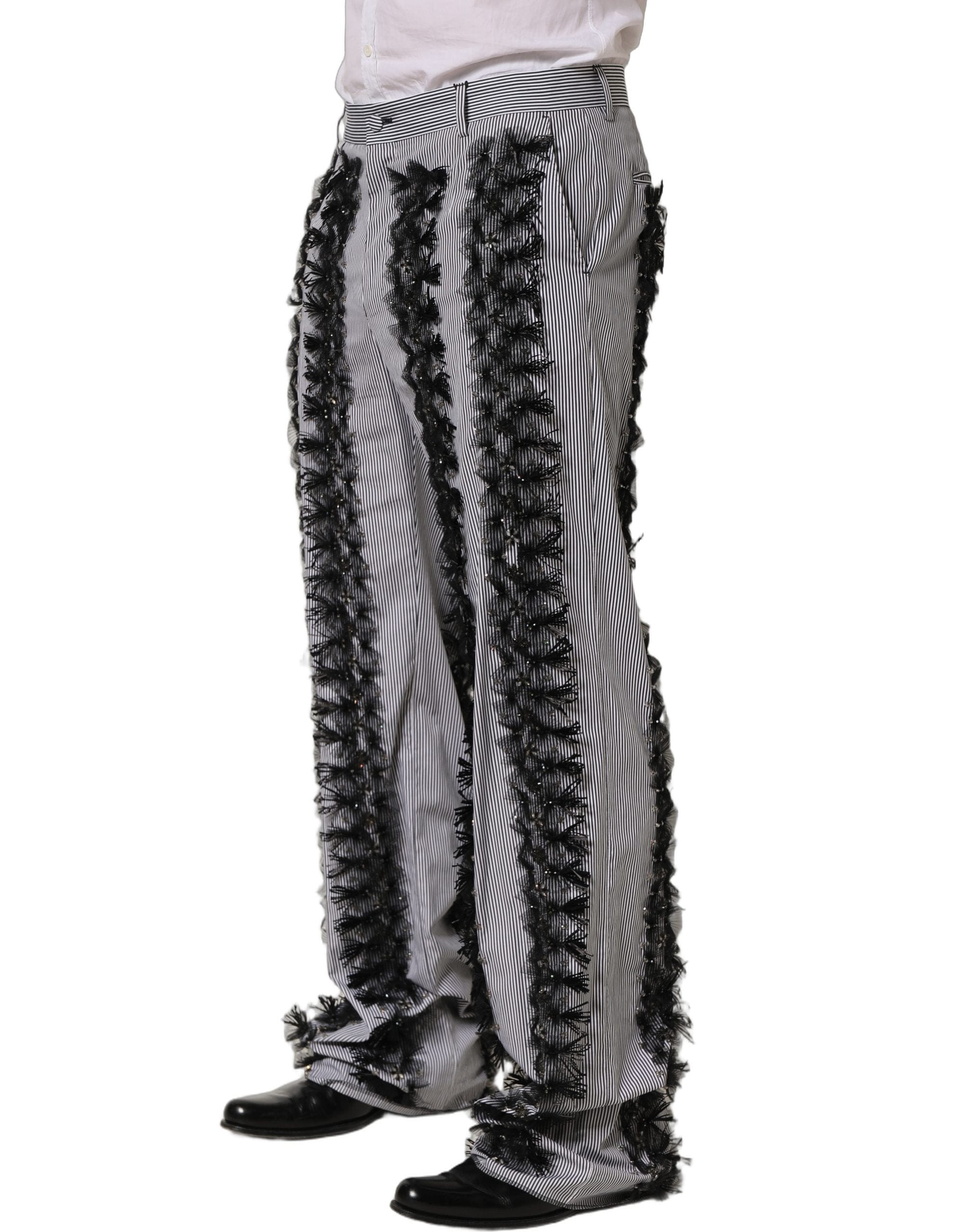 Dolce & Gabbana Pinstripe Embellished Trouser Men's Pants