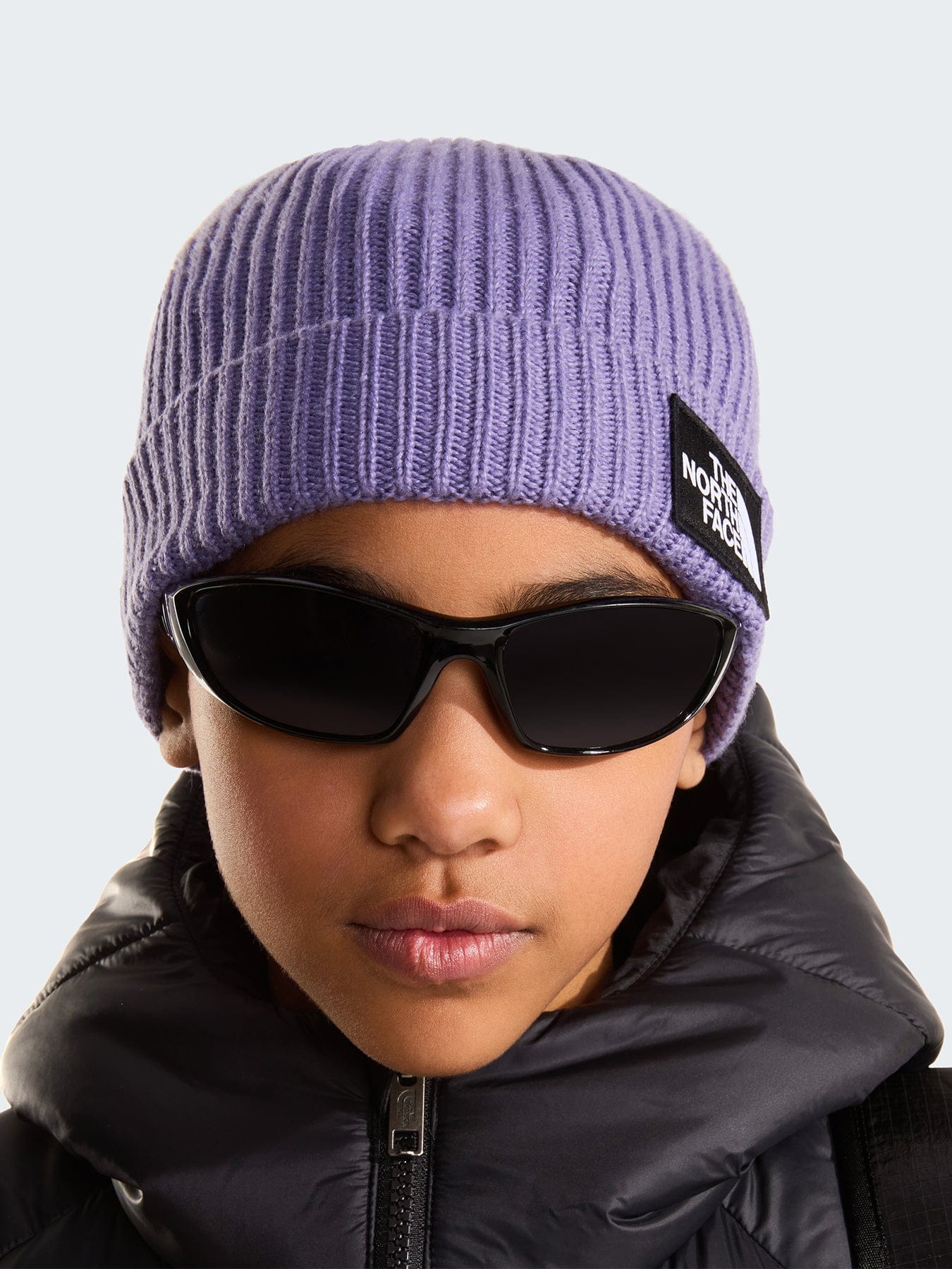 The North Face Kids' Logo Box Cuffed Beanie Purple