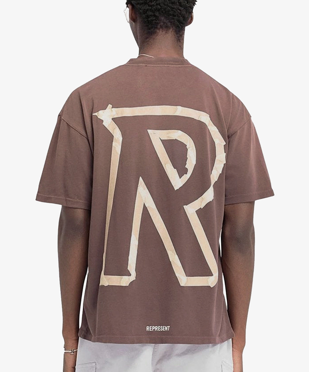 REPRESENT | MASKING TAPE INITIAL T - SHIRT { BROWN