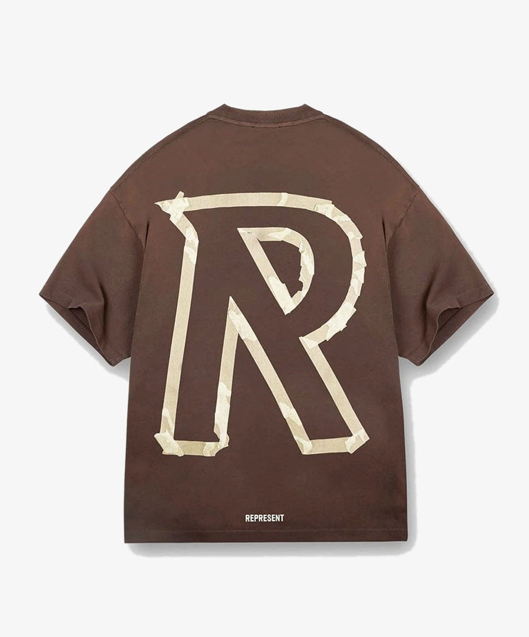 REPRESENT | MASKING TAPE INITIAL T - SHIRT { BROWN