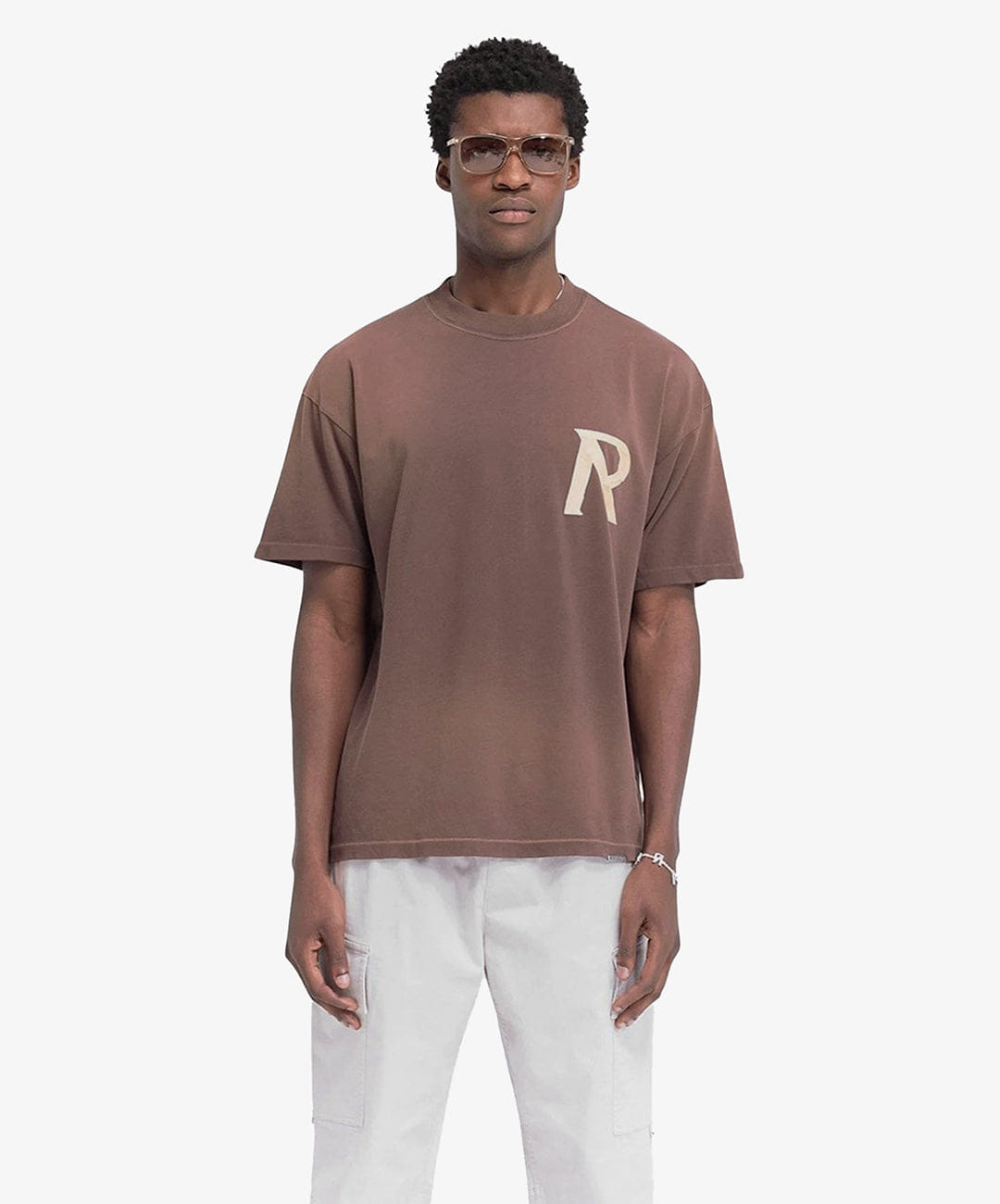 REPRESENT | MASKING TAPE INITIAL T - SHIRT { BROWN