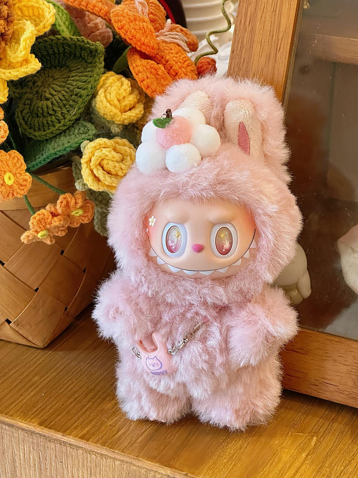 HANDMADE Spring Blossom Labubu – Handmade Pink Bunny Plush