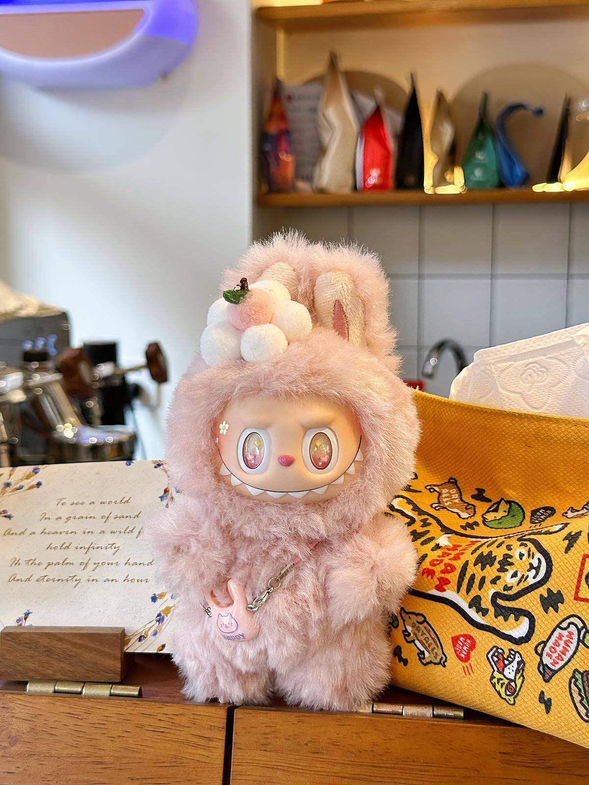 HANDMADE Spring Blossom Labubu – Handmade Pink Bunny Plush