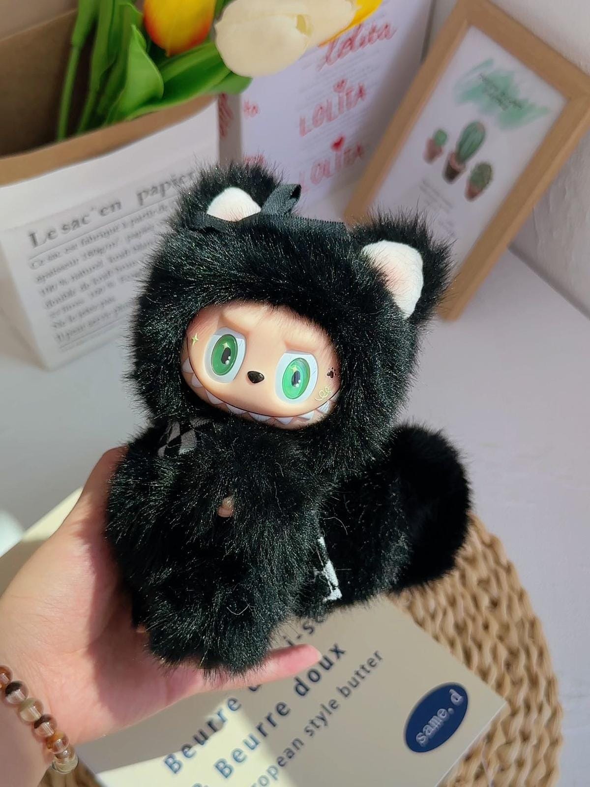 HANDMADE Black Cat Labubu – Handmade Plush Doll