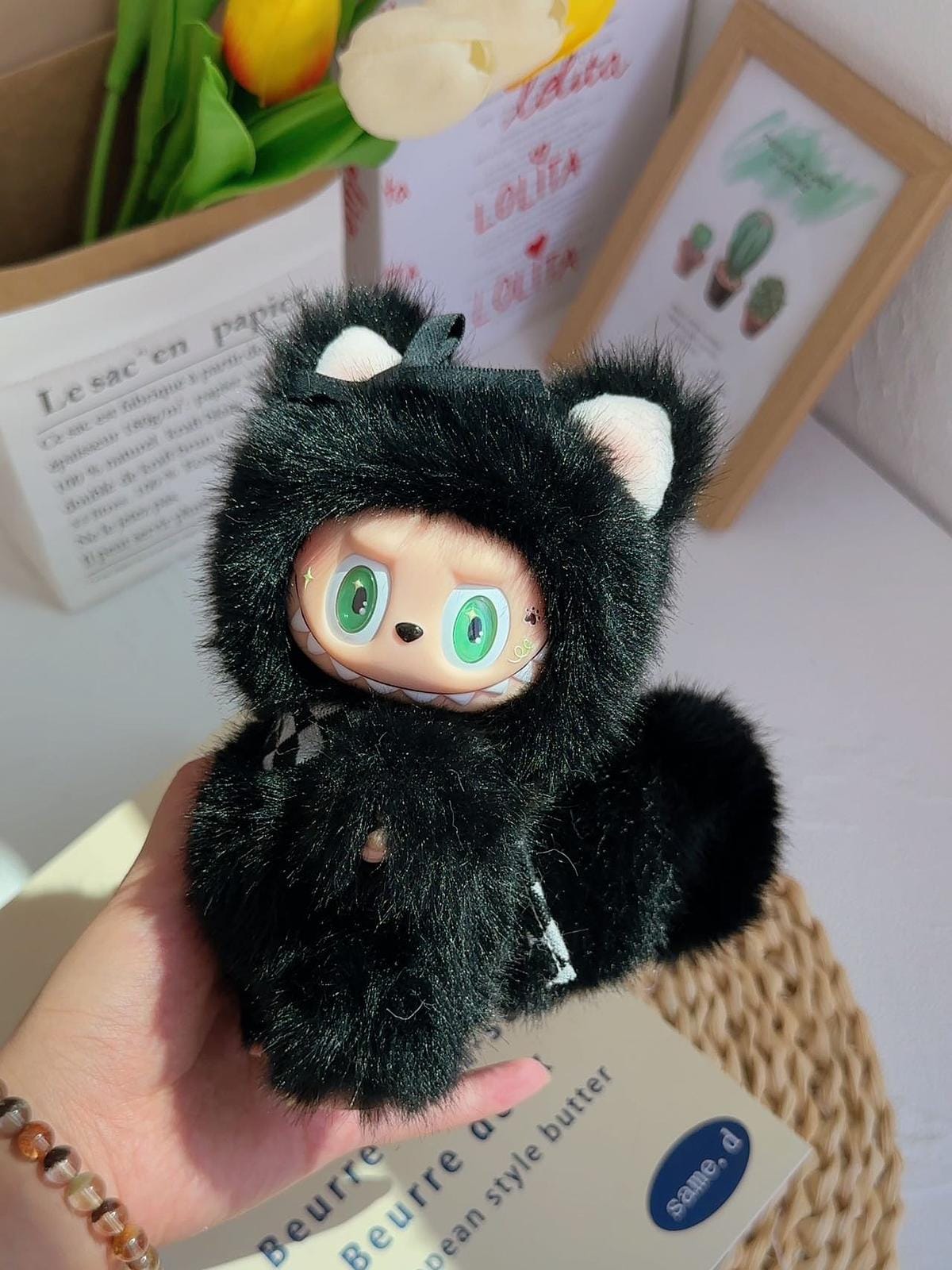 HANDMADE Black Cat Labubu – Handmade Plush Doll