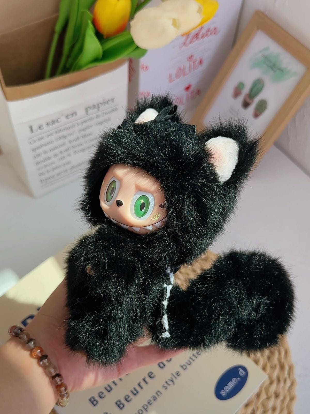 HANDMADE Black Cat Labubu – Handmade Plush Doll