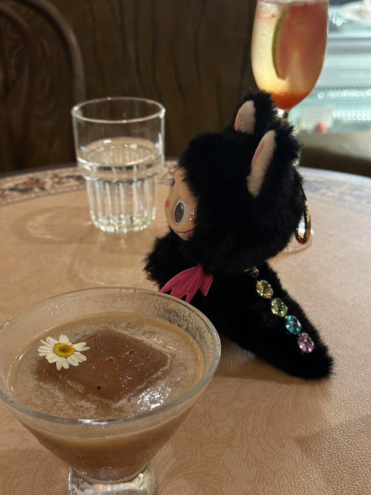 HANDMADE Labubu Black Pink – Handmade Plush Doll with Gemstone Tail & Bat Wings