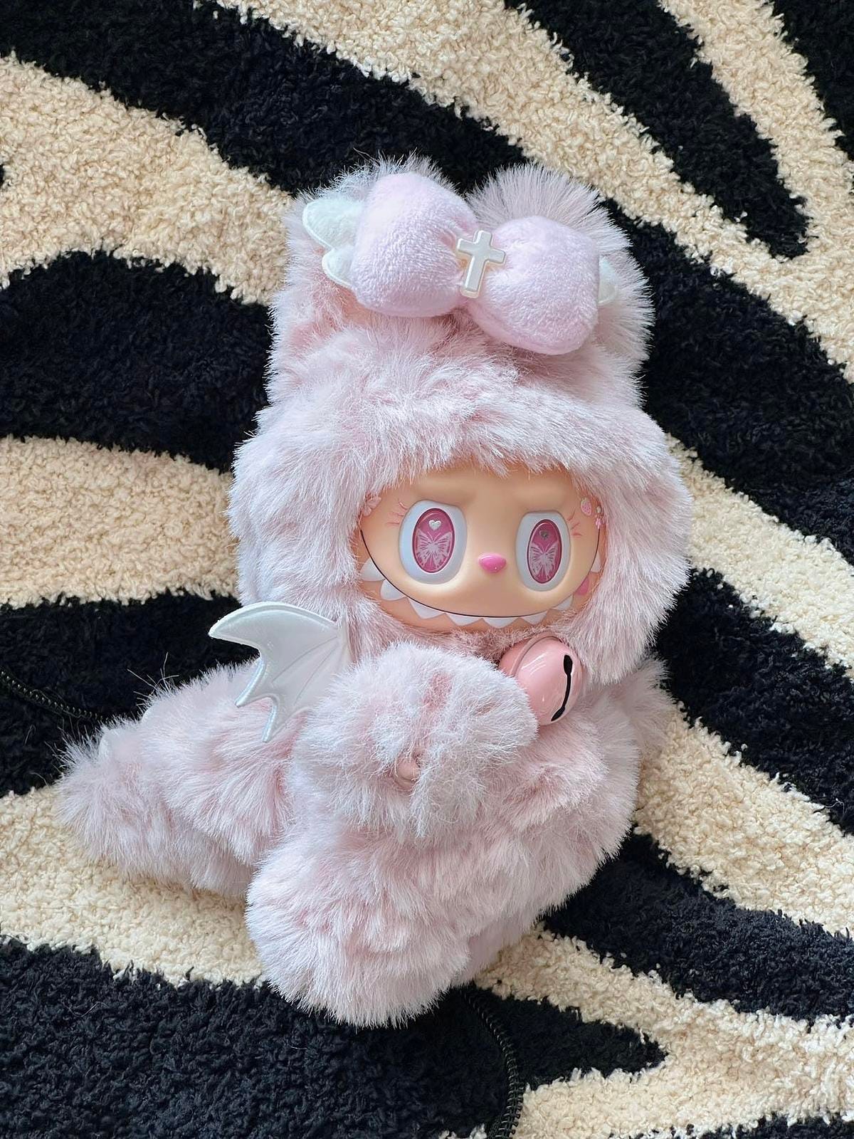 HANDMADE Pink Cupid Labubu – Handmade Plush Doll