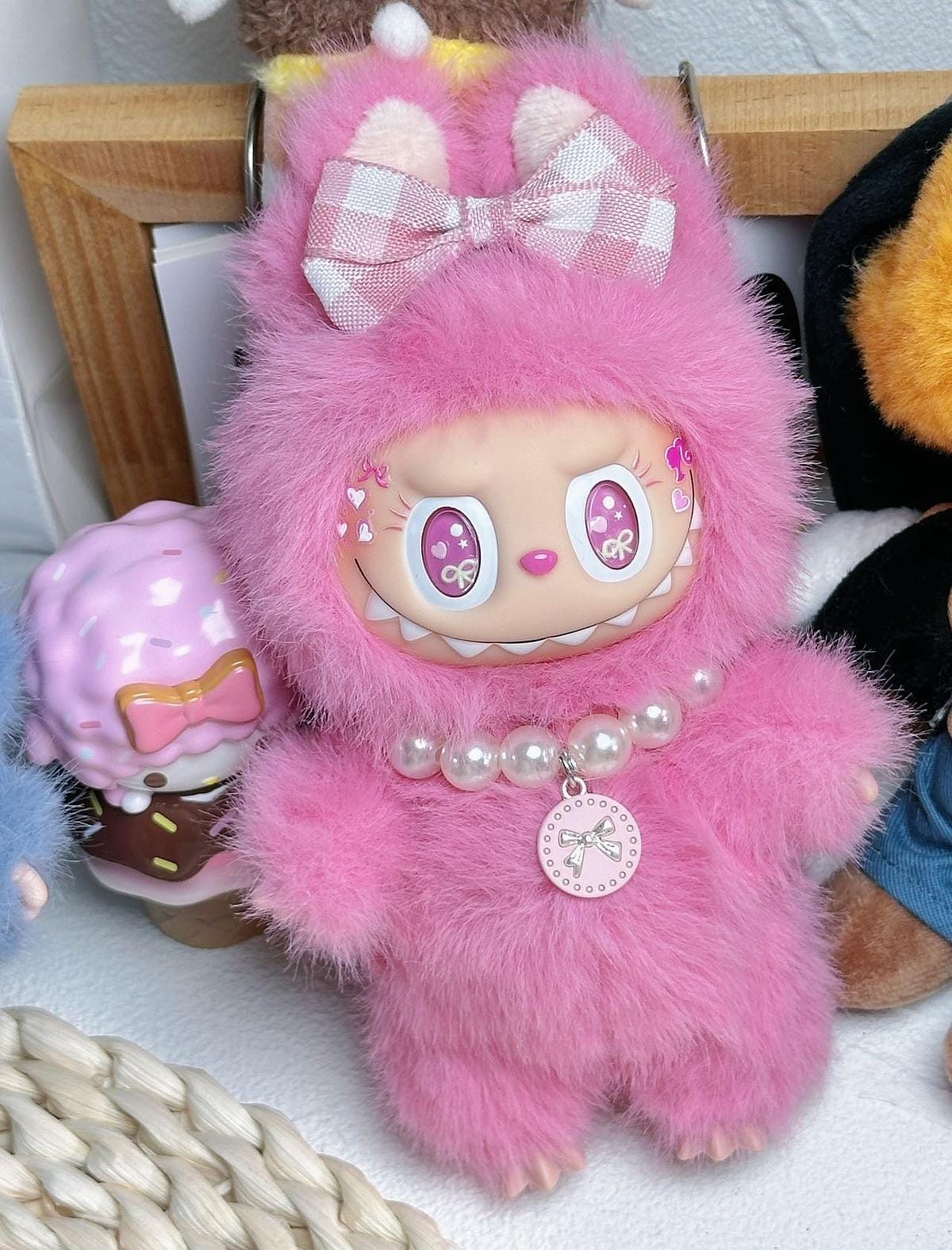 HANDMADE Strawberry Pink Labubu – Handmade Plush Doll