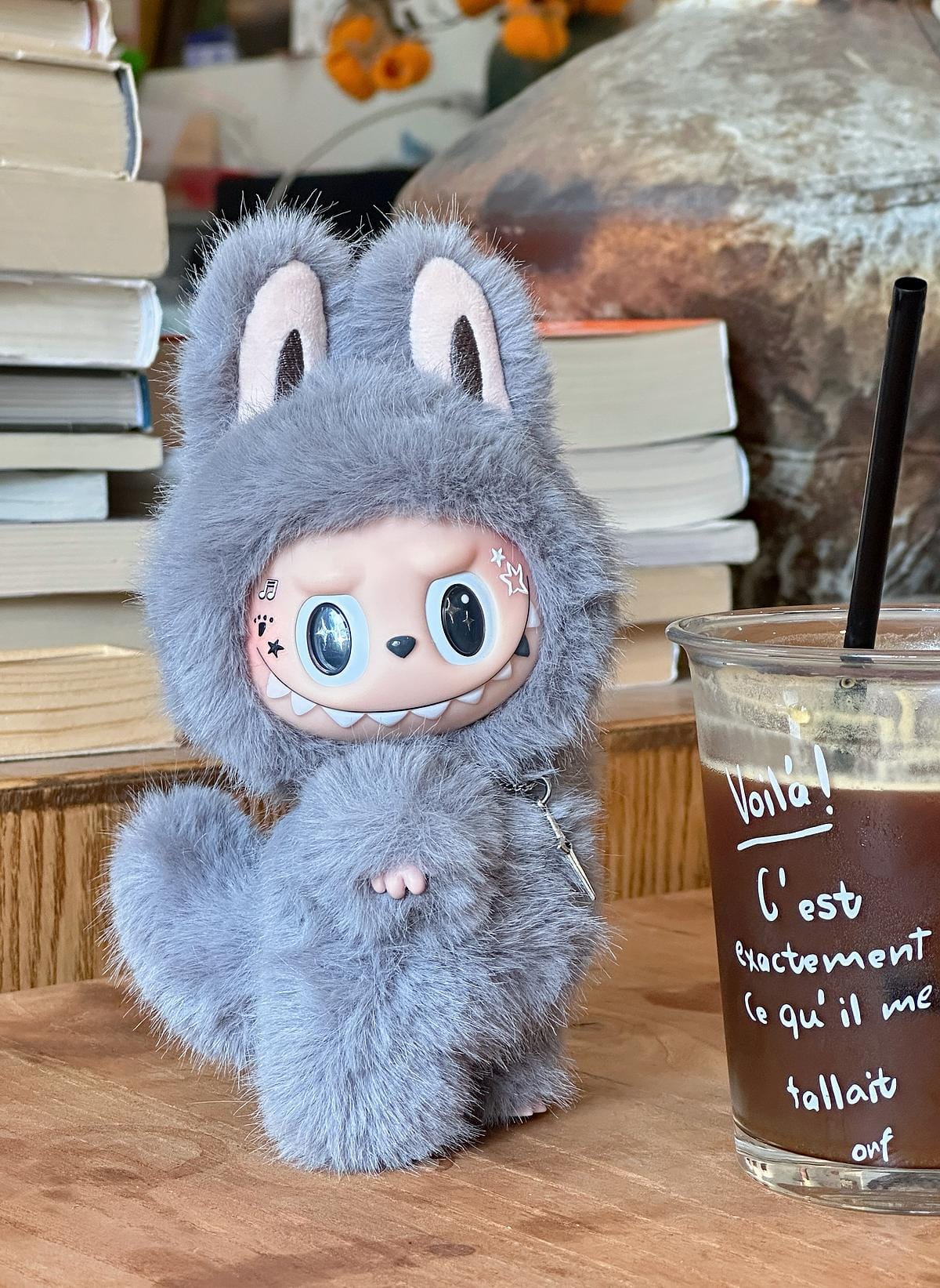 HANDMADE Little Wolf Pup Labubu – Handmade Gray Plush Doll