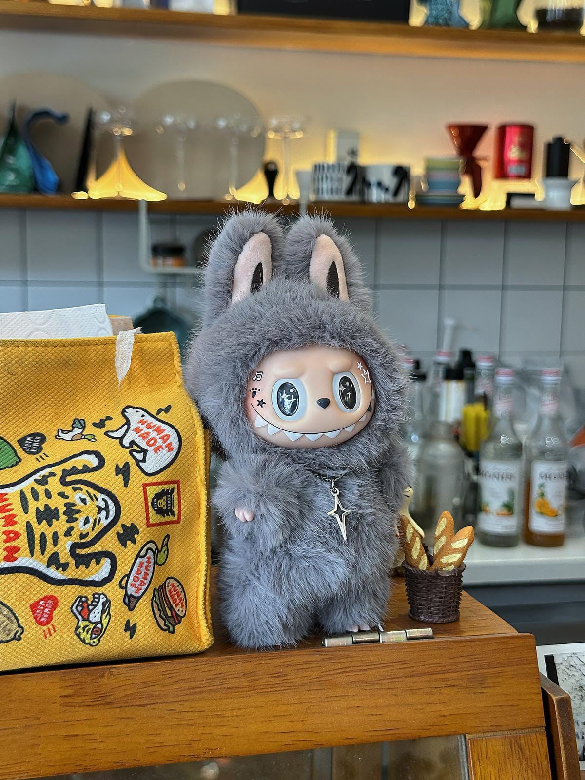 HANDMADE Little Wolf Pup Labubu – Handmade Gray Plush Doll