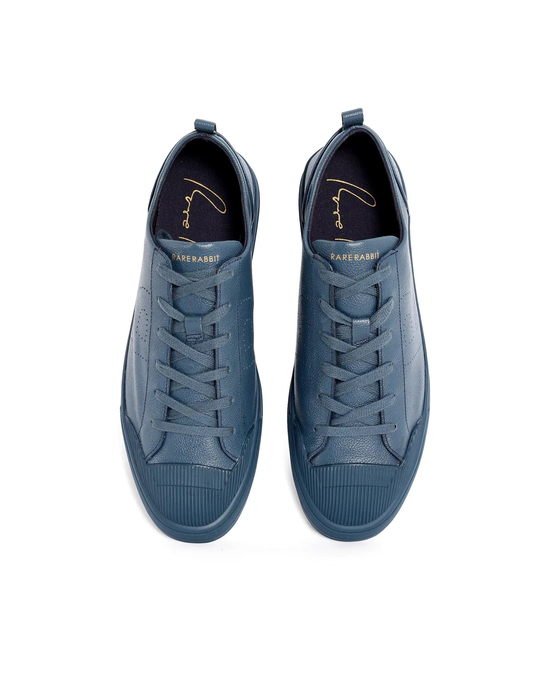 RAREZ Rare Rabbit Mens Sauron Pro Teal Premium Milled Leather Lace Up Low Top Round Toe Sneaker Shoes