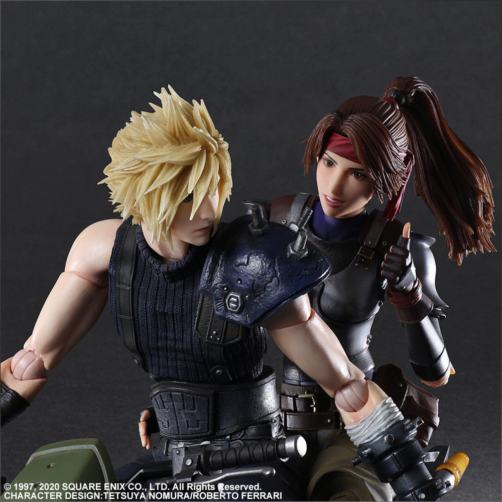 Square Enix Play Arts Kai Final Fantasy VII Remake Jessie, Cloud & Motorcycle Set Action Figure