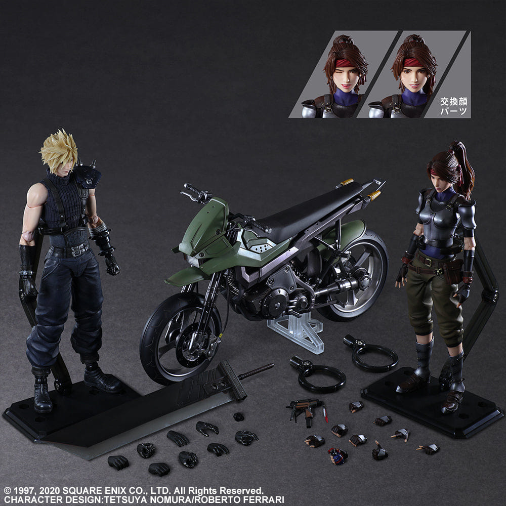 Square Enix Play Arts Kai Final Fantasy VII Remake Jessie, Cloud & Motorcycle Set Action Figure