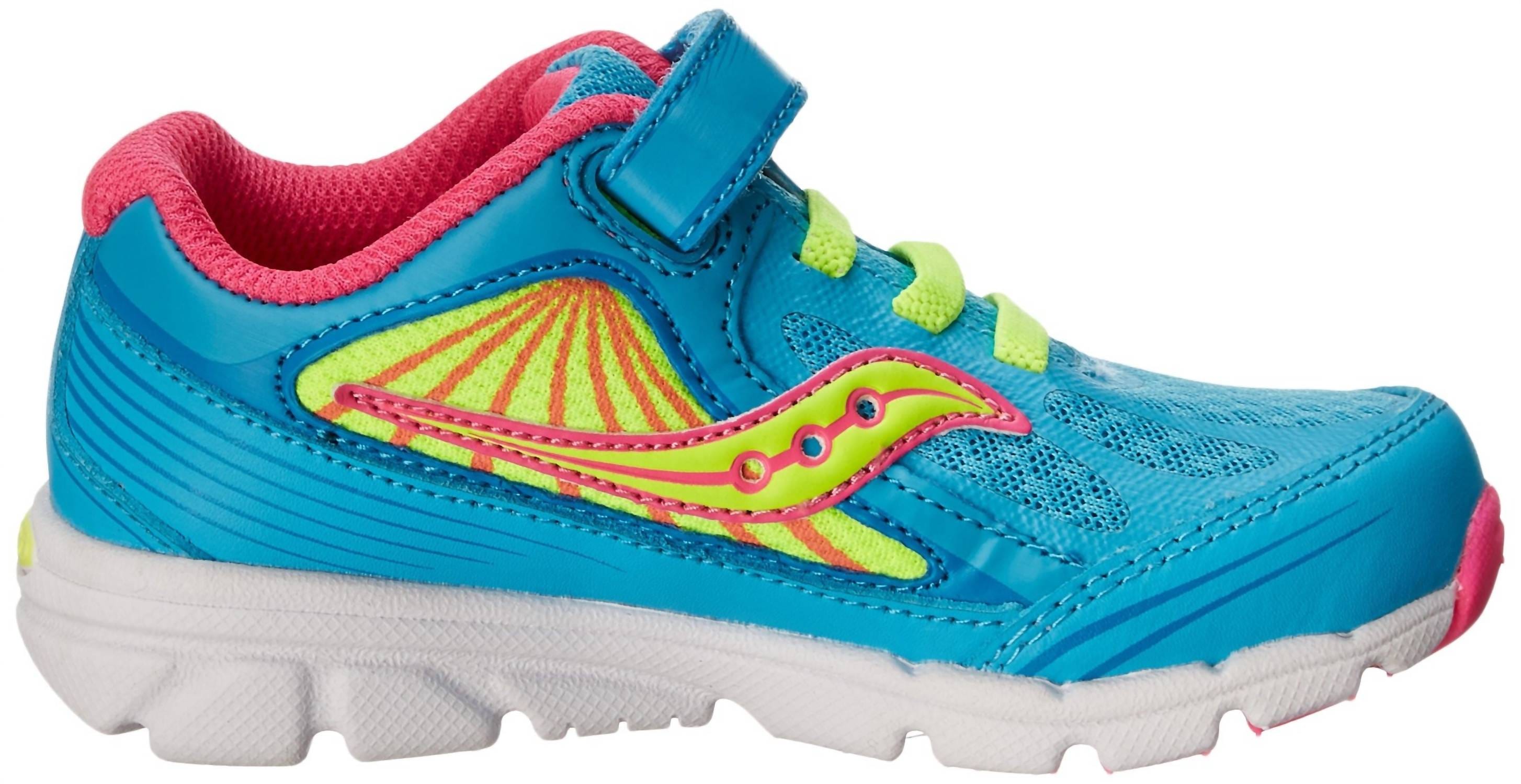 Girl's Kinvara 5 Running Shoe In Blue/pink/citron