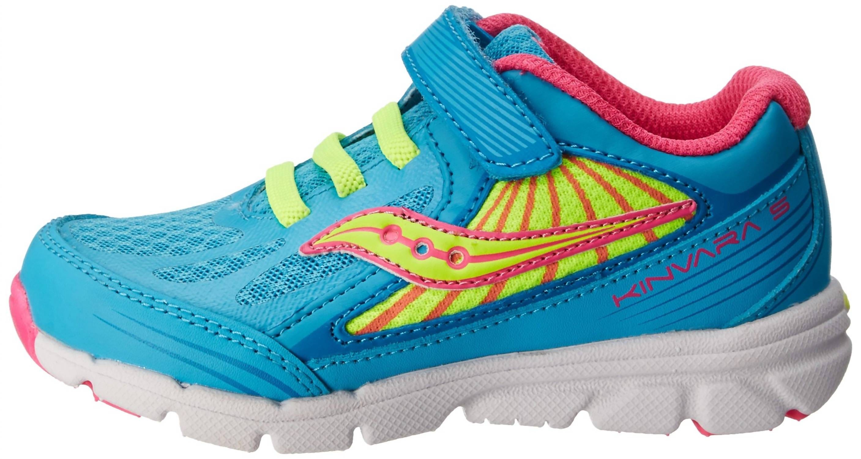 Girl's Kinvara 5 Running Shoe In Blue/pink/citron