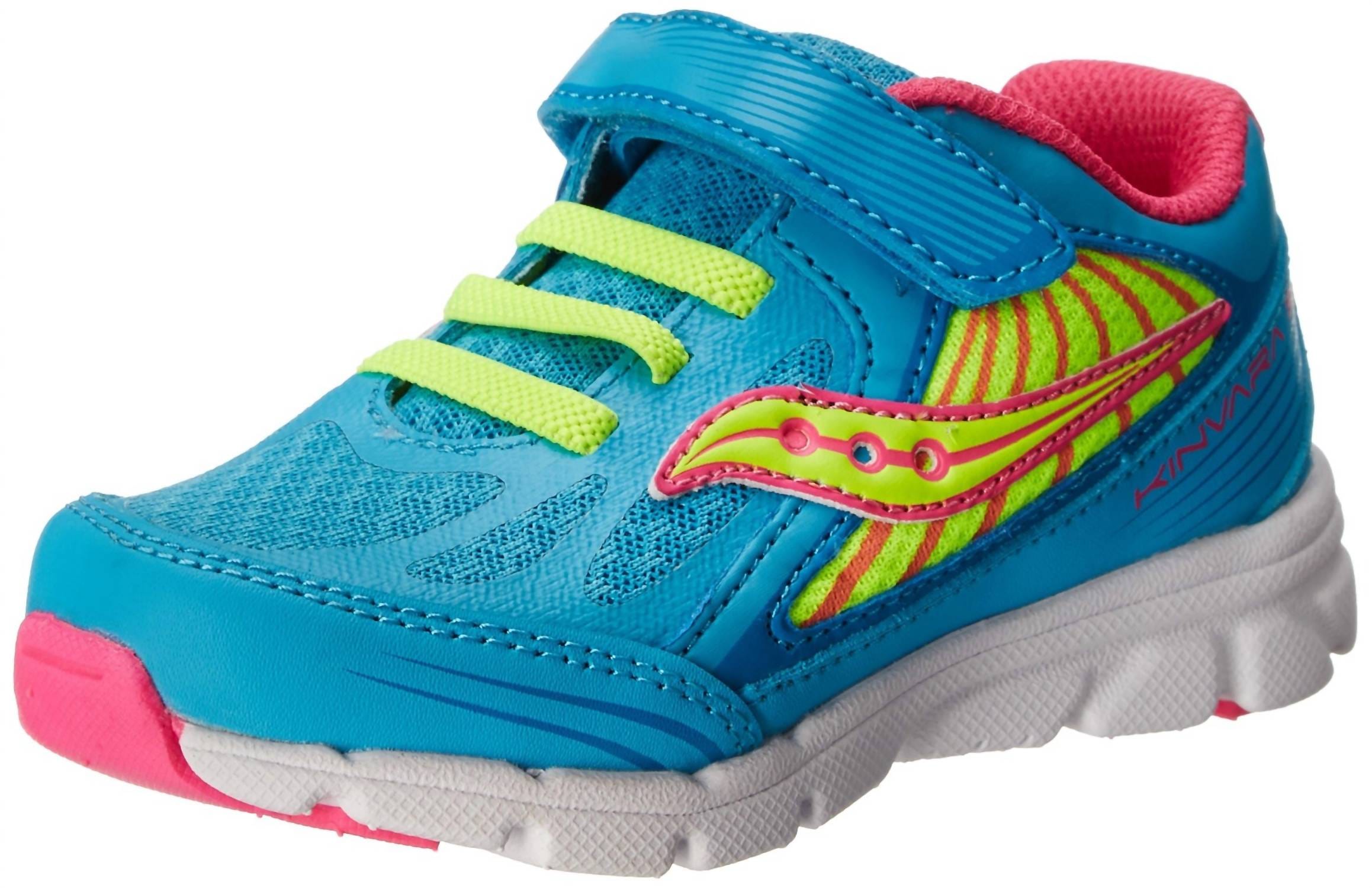 Girl's Kinvara 5 Running Shoe In Blue/pink/citron