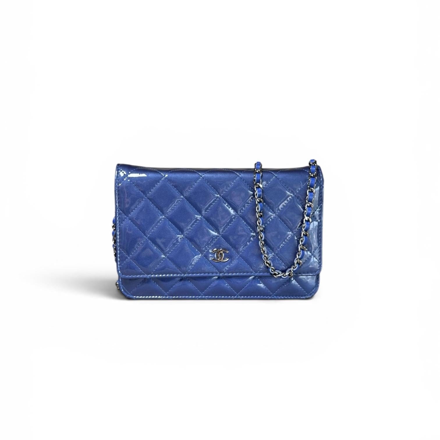 Hermès Chanel Blue Patent Leather Wallet On Chain