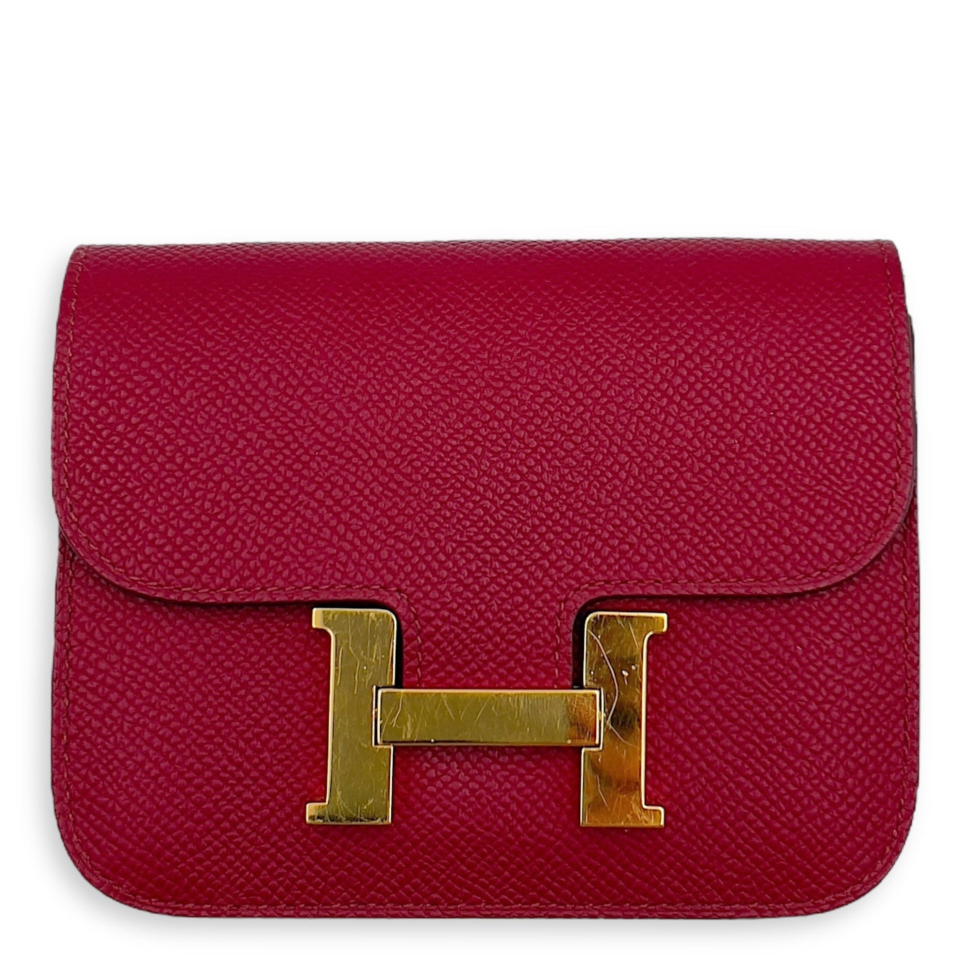 Hermès Constance Slim Rouge Grenade Wallet in Calfskin, Gold hardware OS2508 - 007377LL