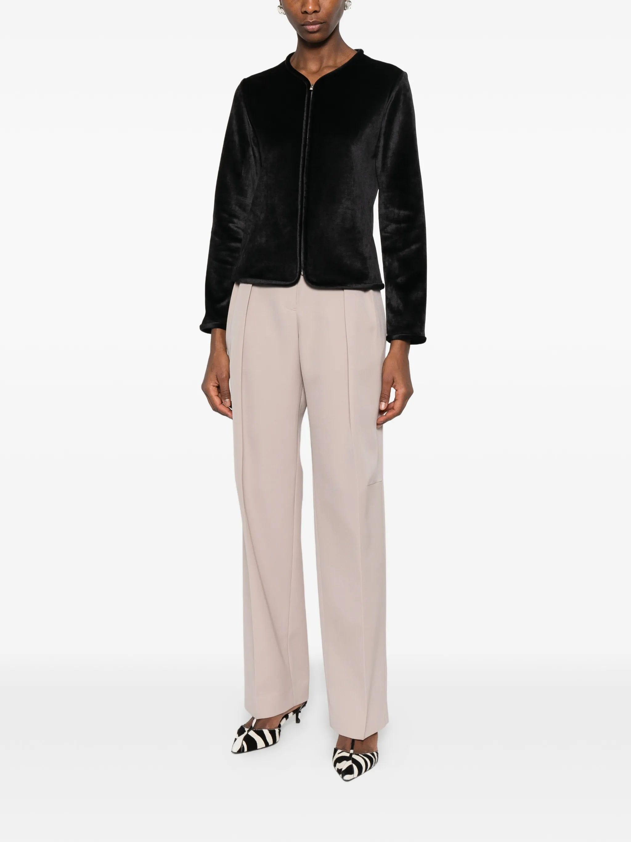 Jil Sander zip - up velvet jacket