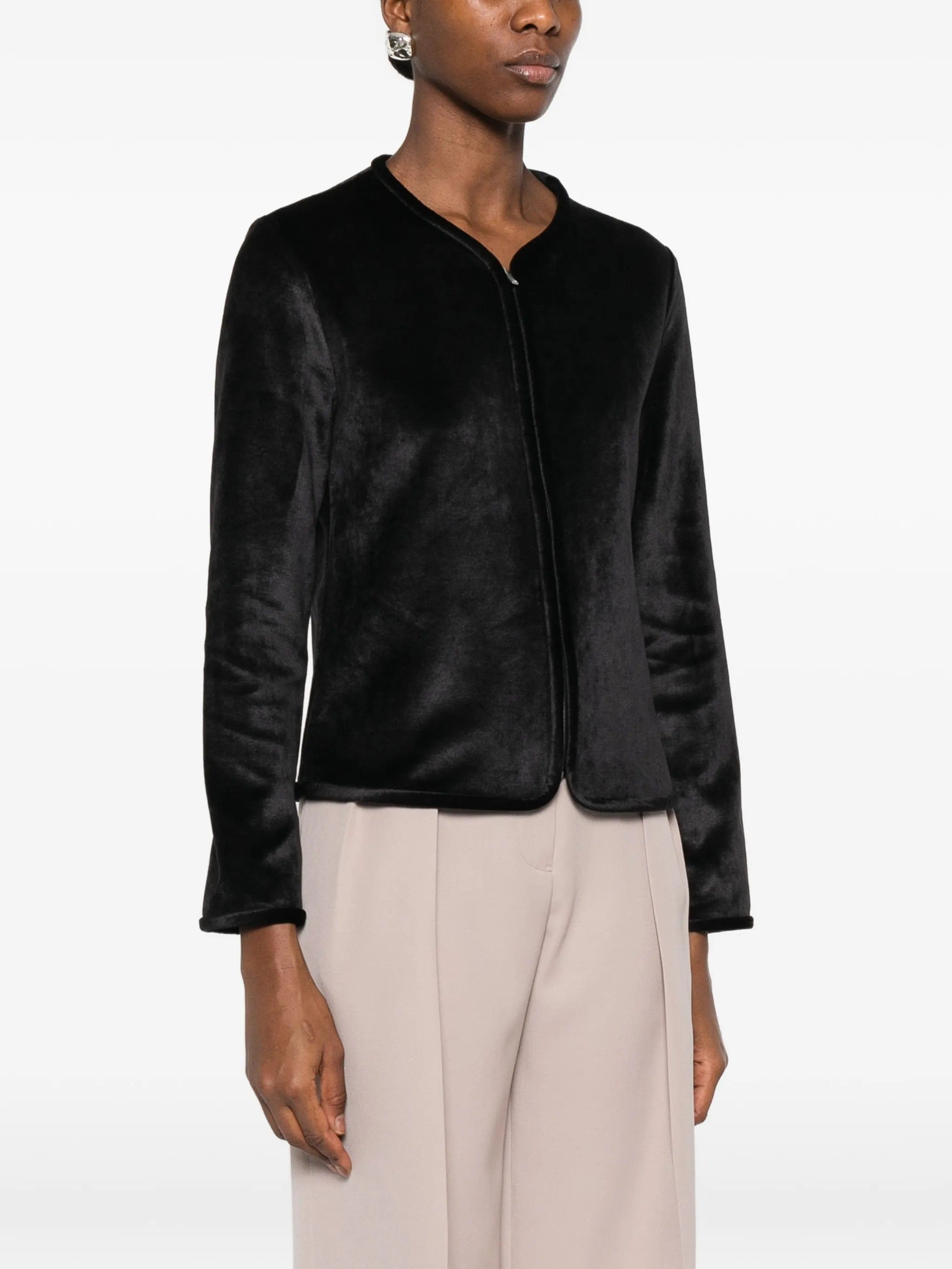 Jil Sander zip - up velvet jacket
