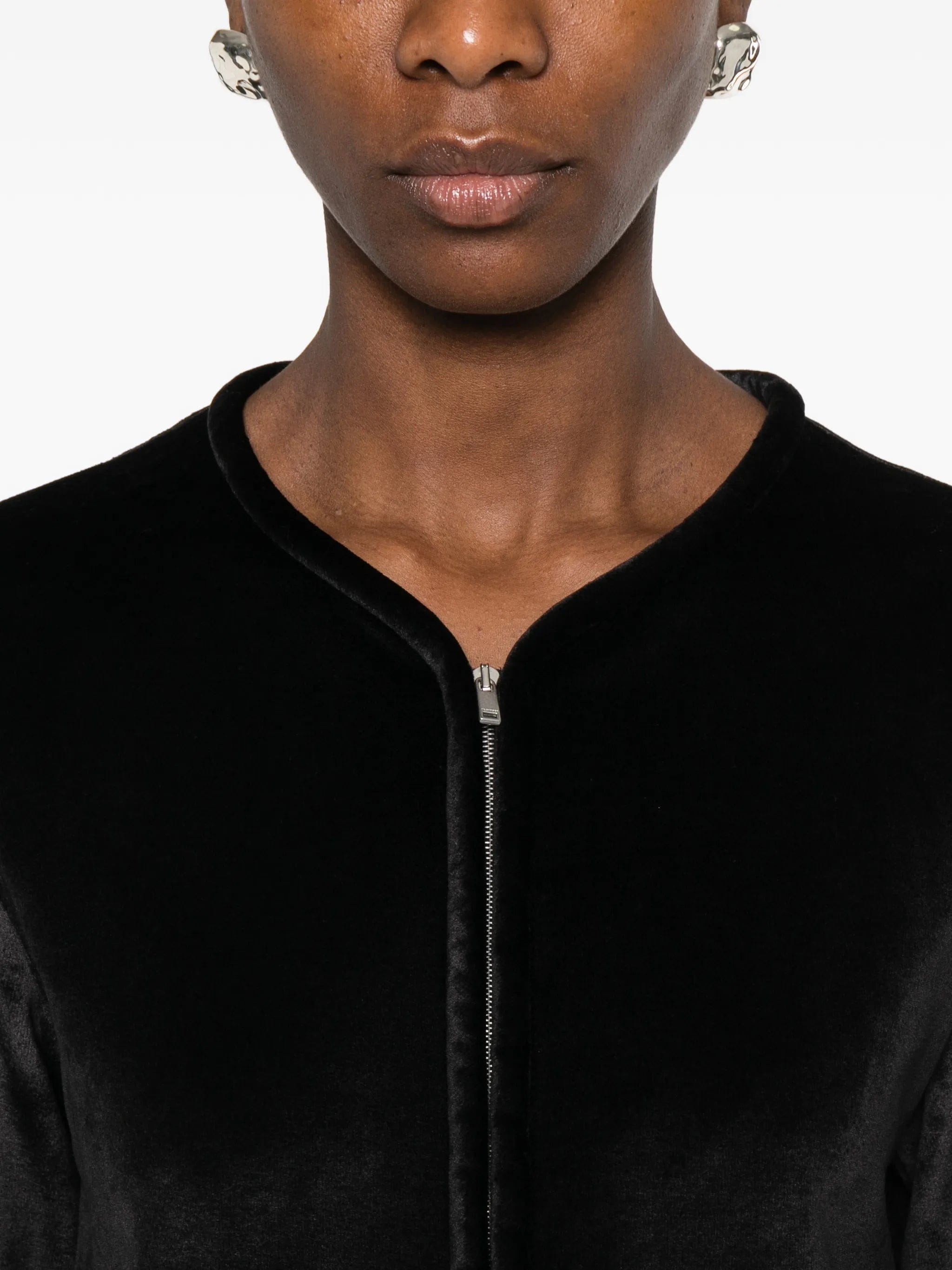 Jil Sander zip - up velvet jacket