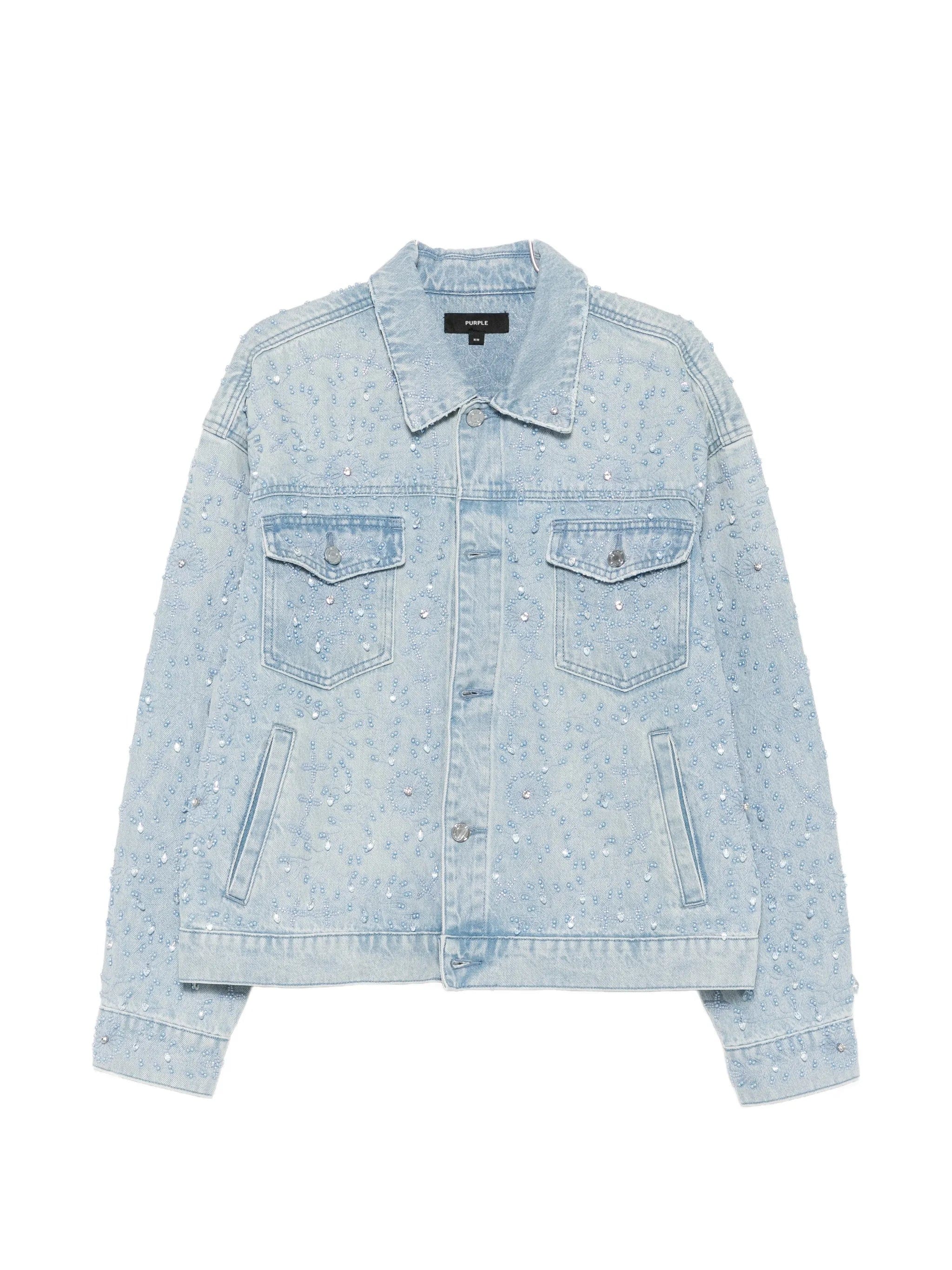 Purple Brand crystal - embellished denim jacket