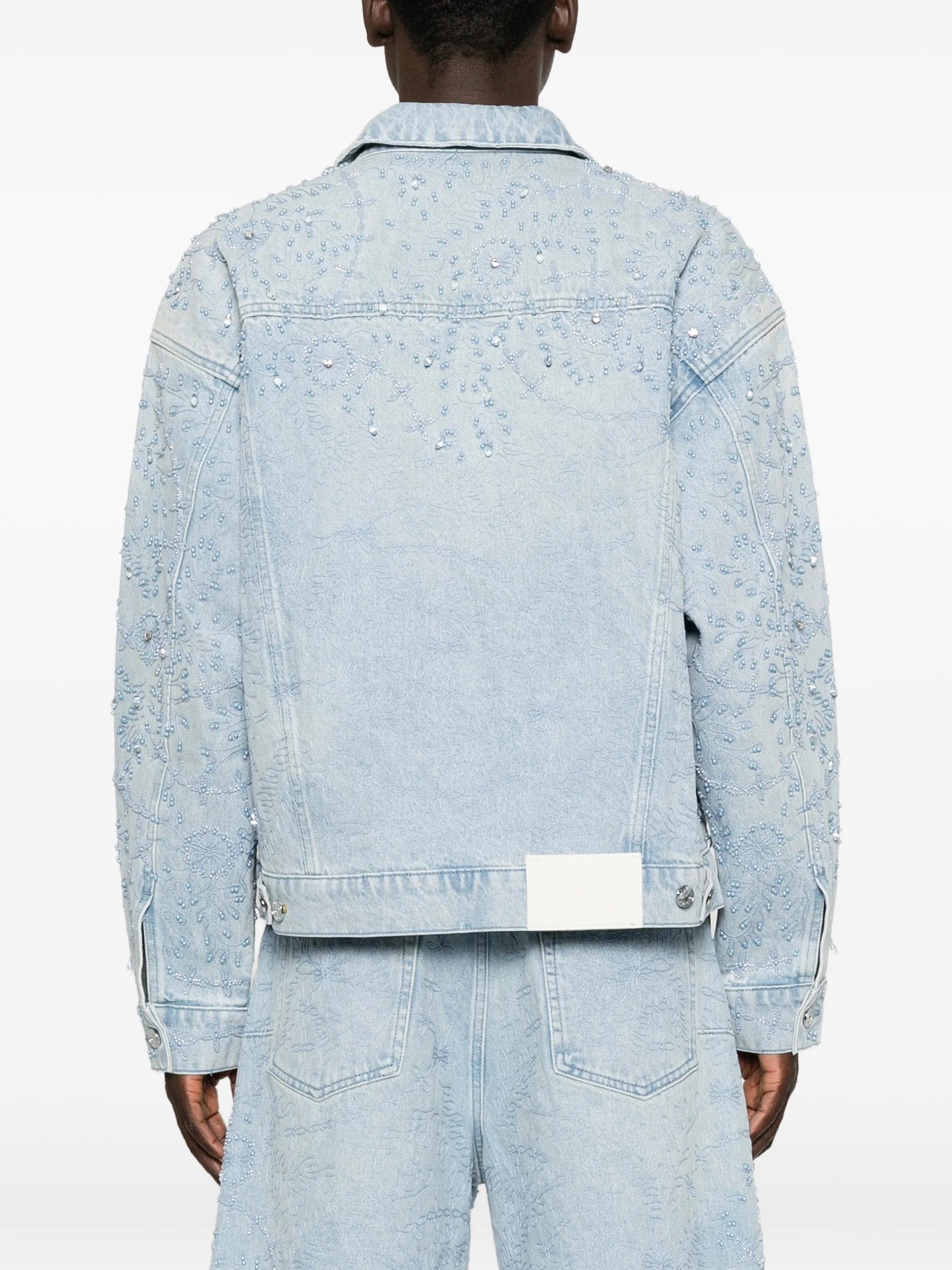 Purple Brand crystal - embellished denim jacket