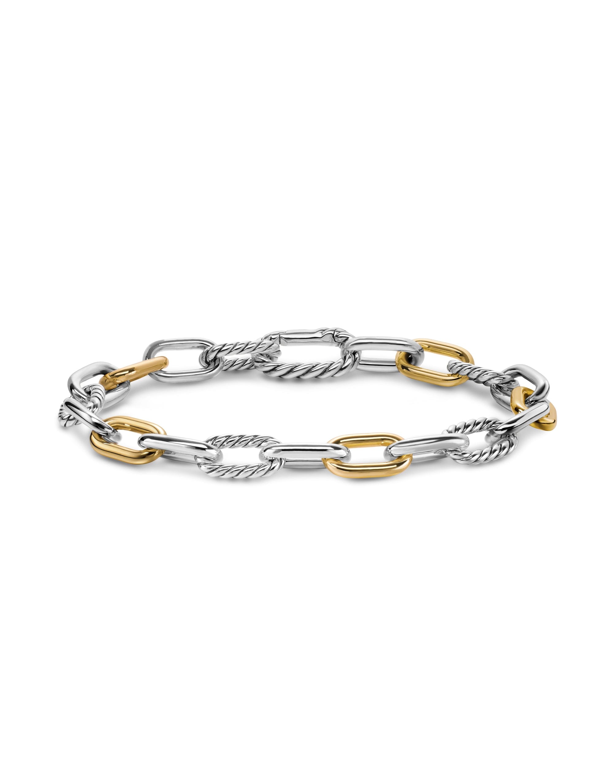 David Yurman DY Madison Chain Bracelet in Sterling Silver with 18K Yellow Gold, 8.5 mm, Size Medium