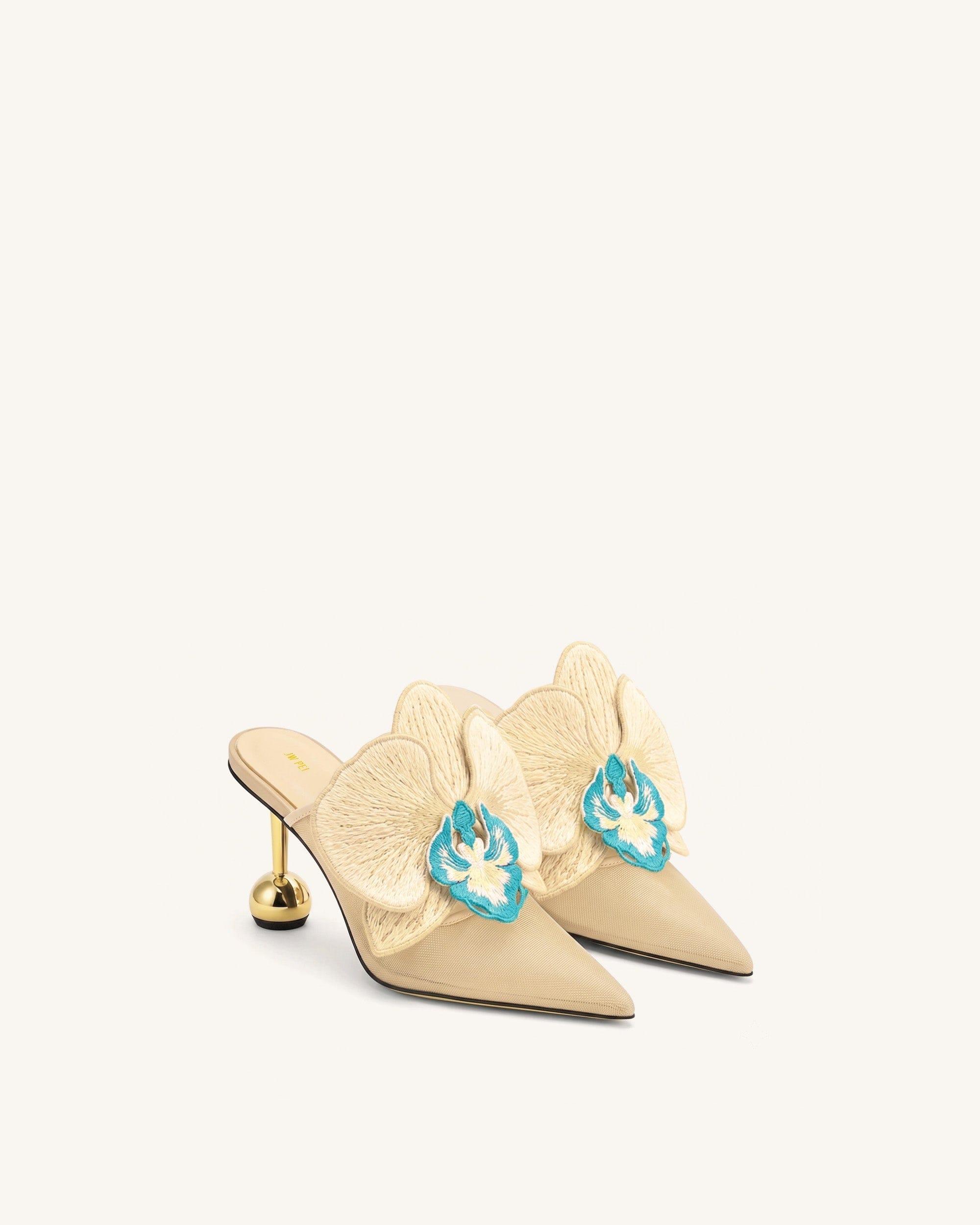 Jw Pei Sofia Orchid Sphere Heel Mules Beige